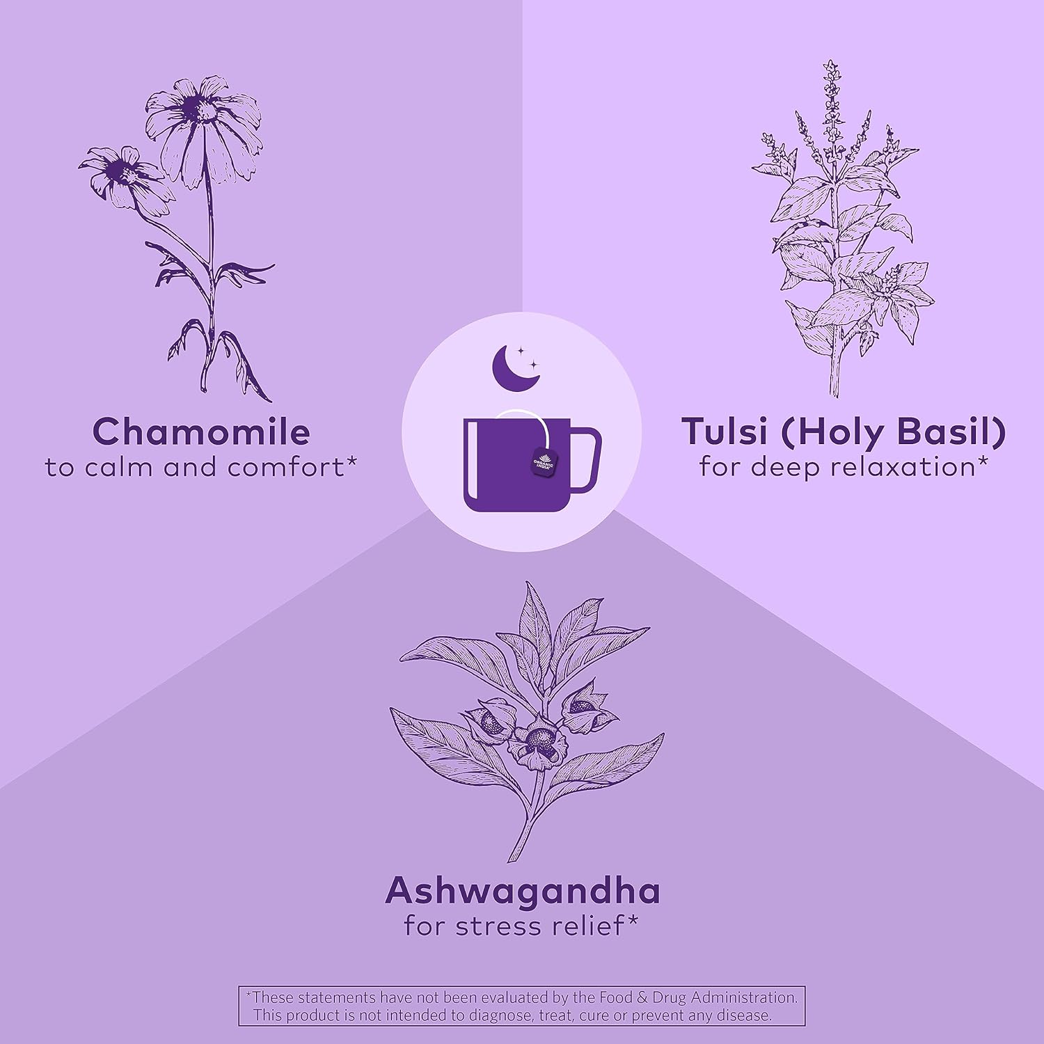 Té indio orgánico Tulsi, té de hierbas – 18 bolsas de infusión – Paquete de 3