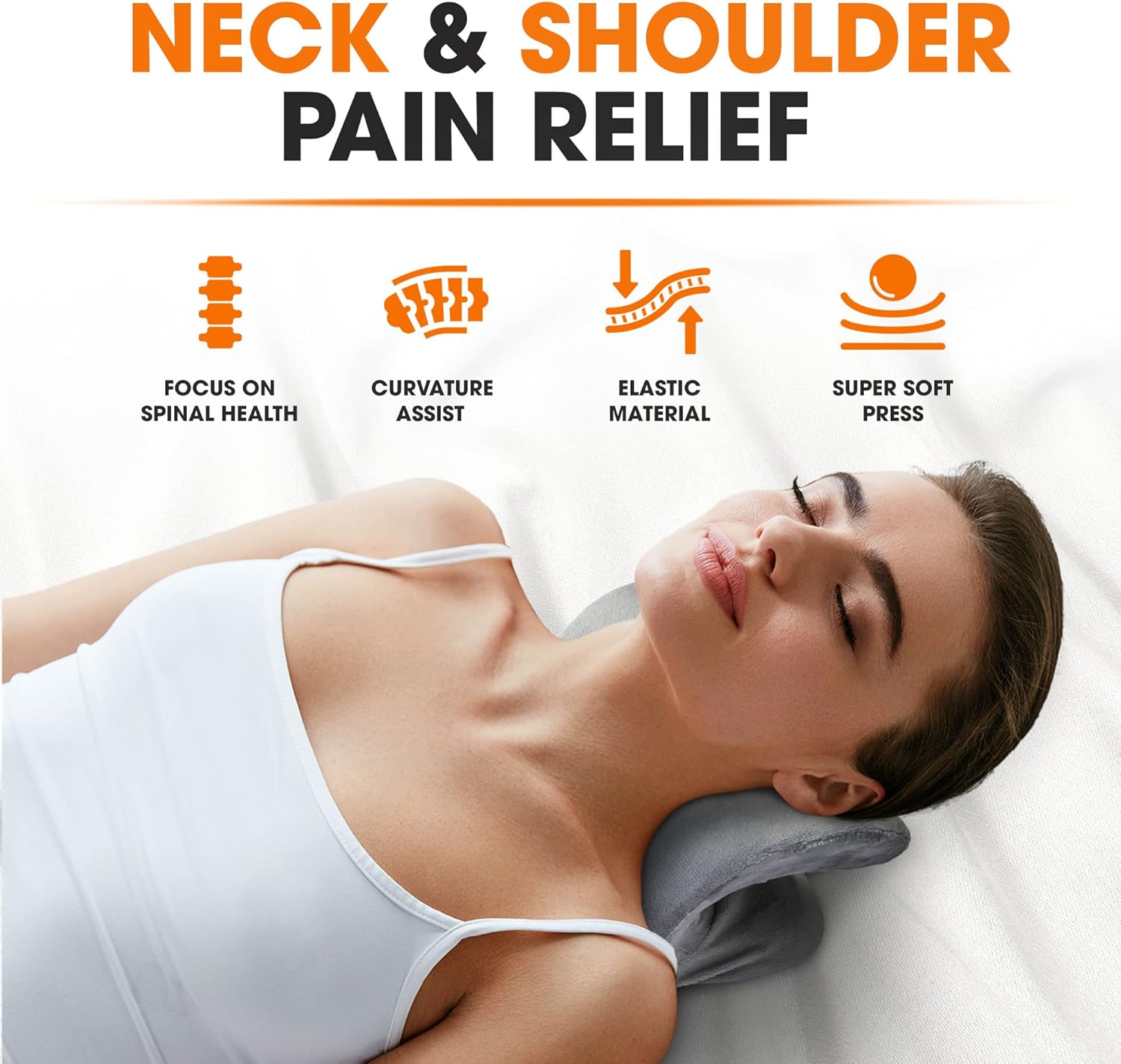 Cheer Collection Relajante de cuello y hombros con funda lavable, almohada estiradora de cuello para aliviar el dolor de cuello y hombros,