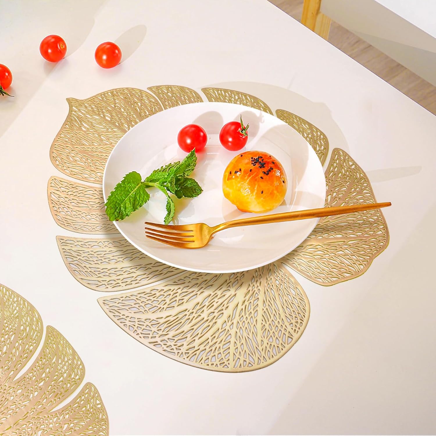 Juego de 6 manteles individuales de vinilo con hojas tropicales, manteles individuales para mesa de cocina, mesa de comedor, vacaciones, boda,