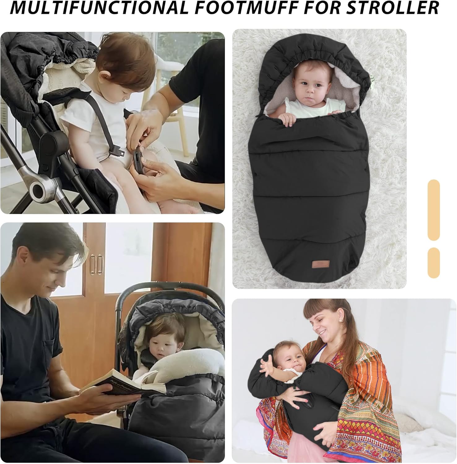 LAT – Saco de dormir para bebé, cálido, universal, saco de dormir para cochecito para clima frío, saco impermeable para niños pequeños (desmontable,