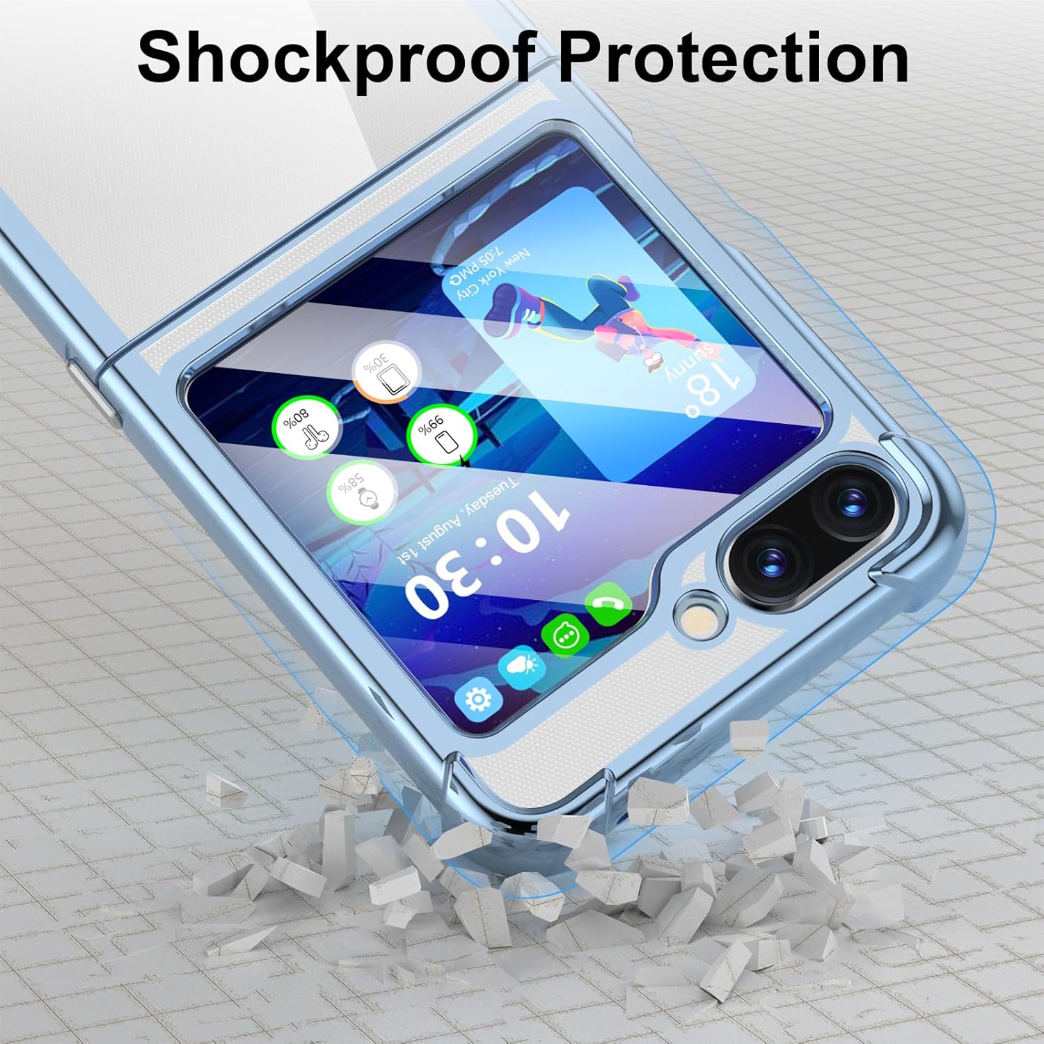 Funda para Galaxy Z Flip 5, funda Z Flip 5, transparente, delgada, transparente, bisagra a prueba de golpes, suave TPU flip5 funda para teléfono