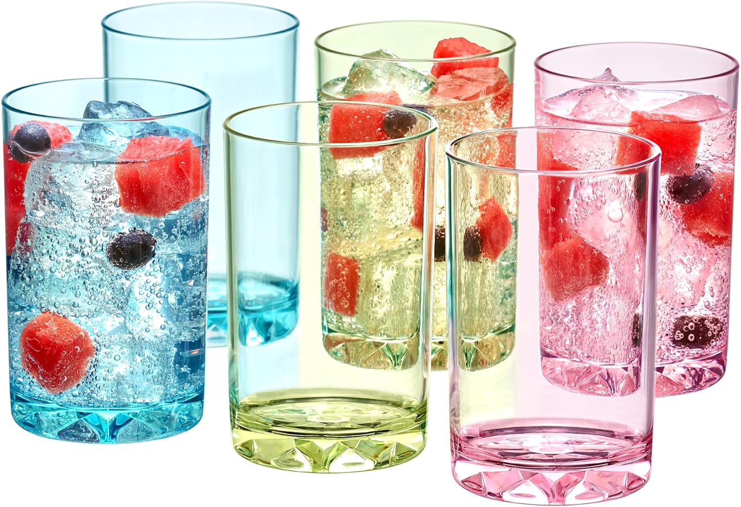 Amazing Abby – Liberty – Vasos de plástico de 10 onzas (juego de 6), vasos de plástico reutilizables de varios colores, sin BPA, inastillables,