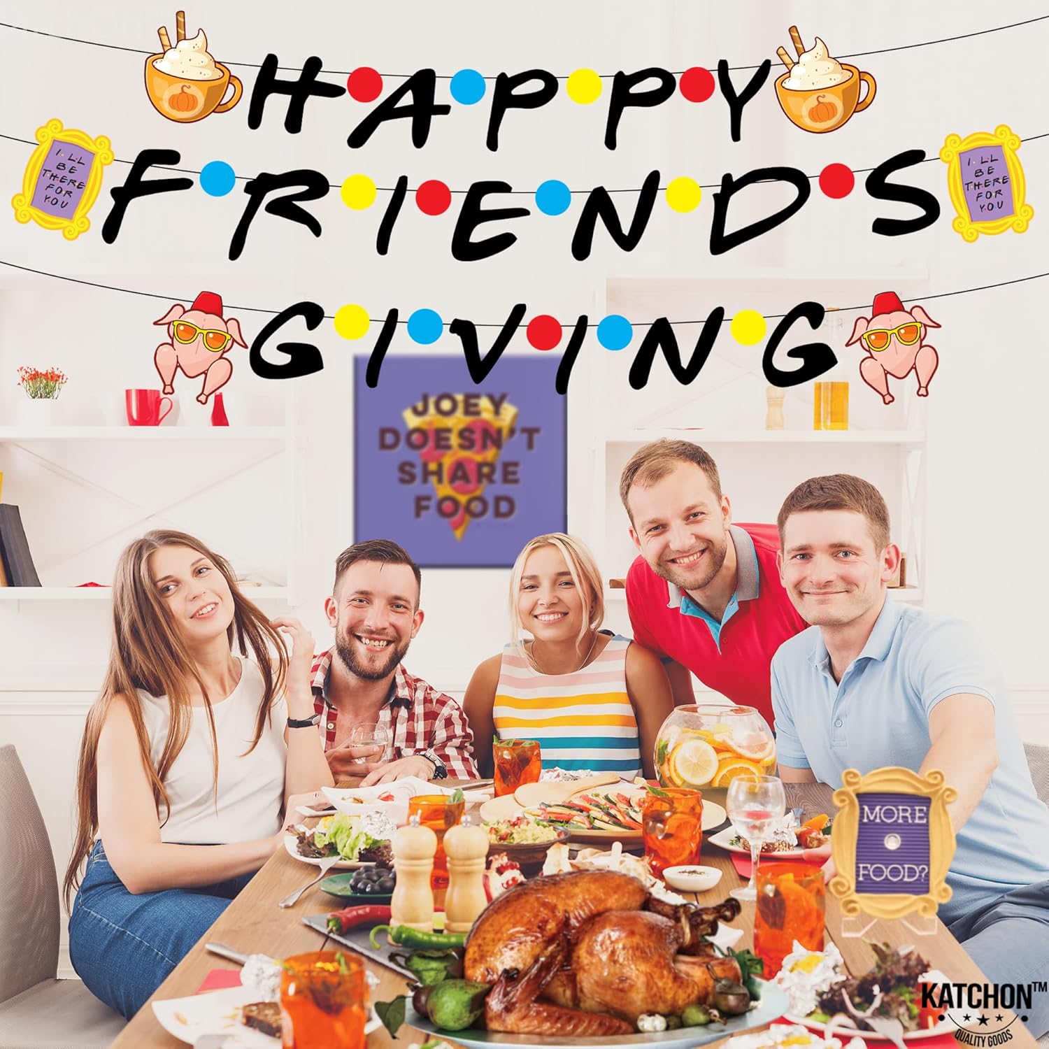 KatchOn, Cartel con texto en inglés Happy Friendsgiving Banner  Grande de 10 pies, sin bricolaje  Cartel de regalo de amigos para decoraciones de