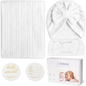 Manta de muselina, juego de manta para bebé recién nacido, mantas con diadema y sombrero de lazo, artículos esenciales para recién nacidos, mantas Manta de muselina, juego de manta para bebé recién nacido, mantas con diadema y sombrero de lazo, artículos esenciales para recién nacidos, mantas