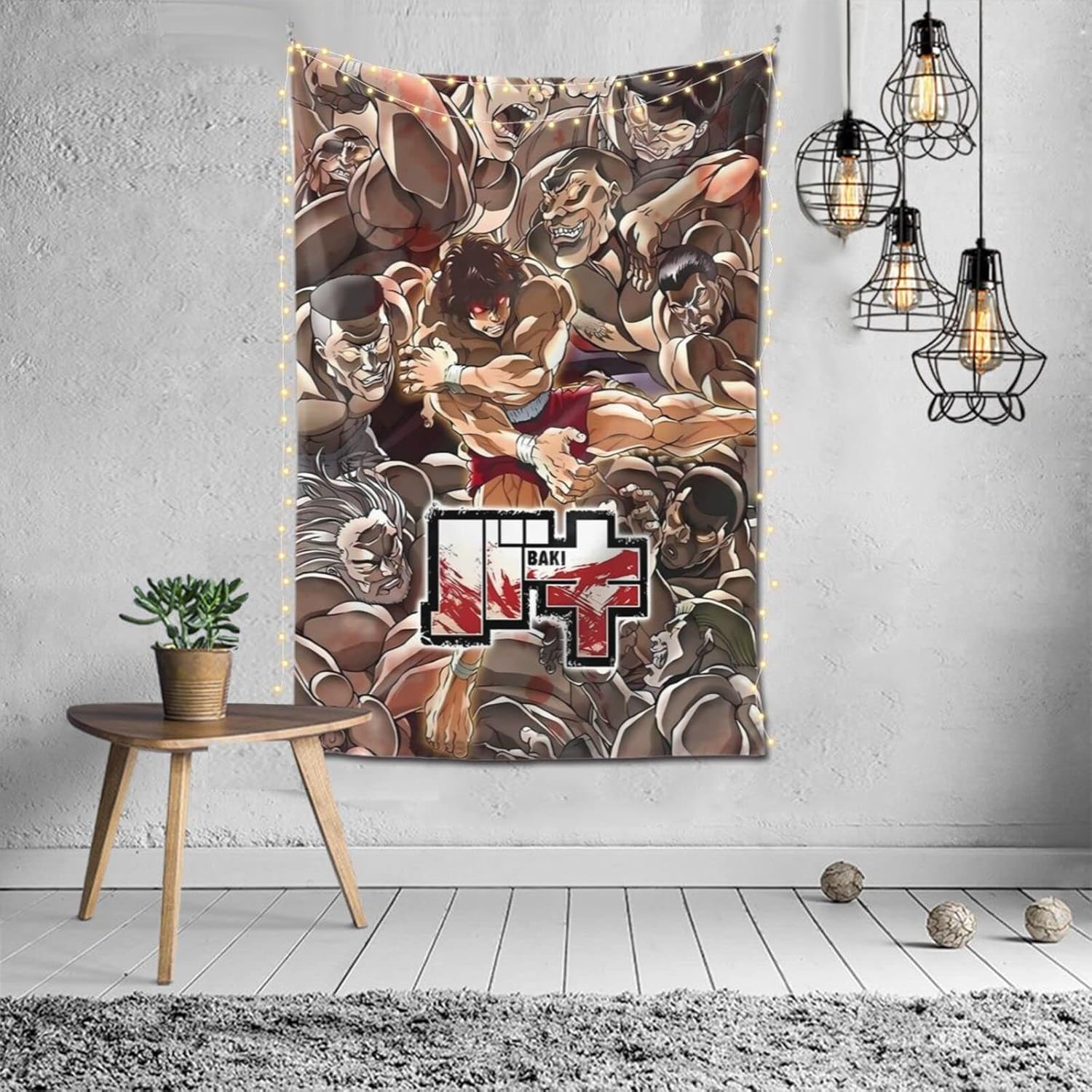 Flokoo Tapiz de collage de anime Baki The Grappler, decoración artística para colgar para sala de estar, dormitorio, cocina, dormitorio, hogar, 40 x