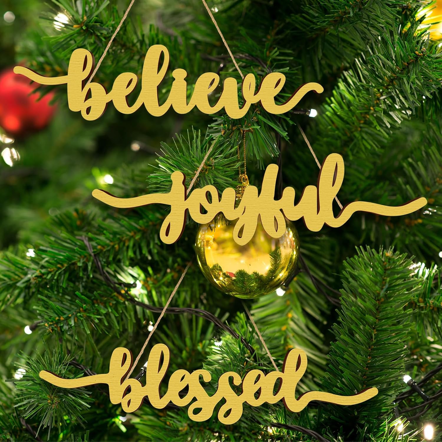12 piezas de Navidad Thankful Blessed Merry Joyful Peace Family con recortes de madera rústicos agradecidos, letrero de letras para decoración de
