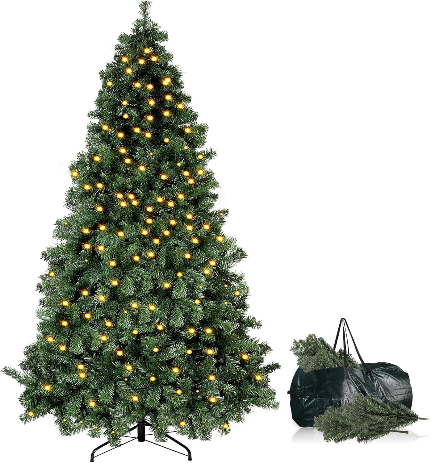 Árbol de Navidad artificial de abeto prémium de 7.5 pies para el hogar, oficina, decoración de fiesta con 1188 puntas de rama, fácil montaje,