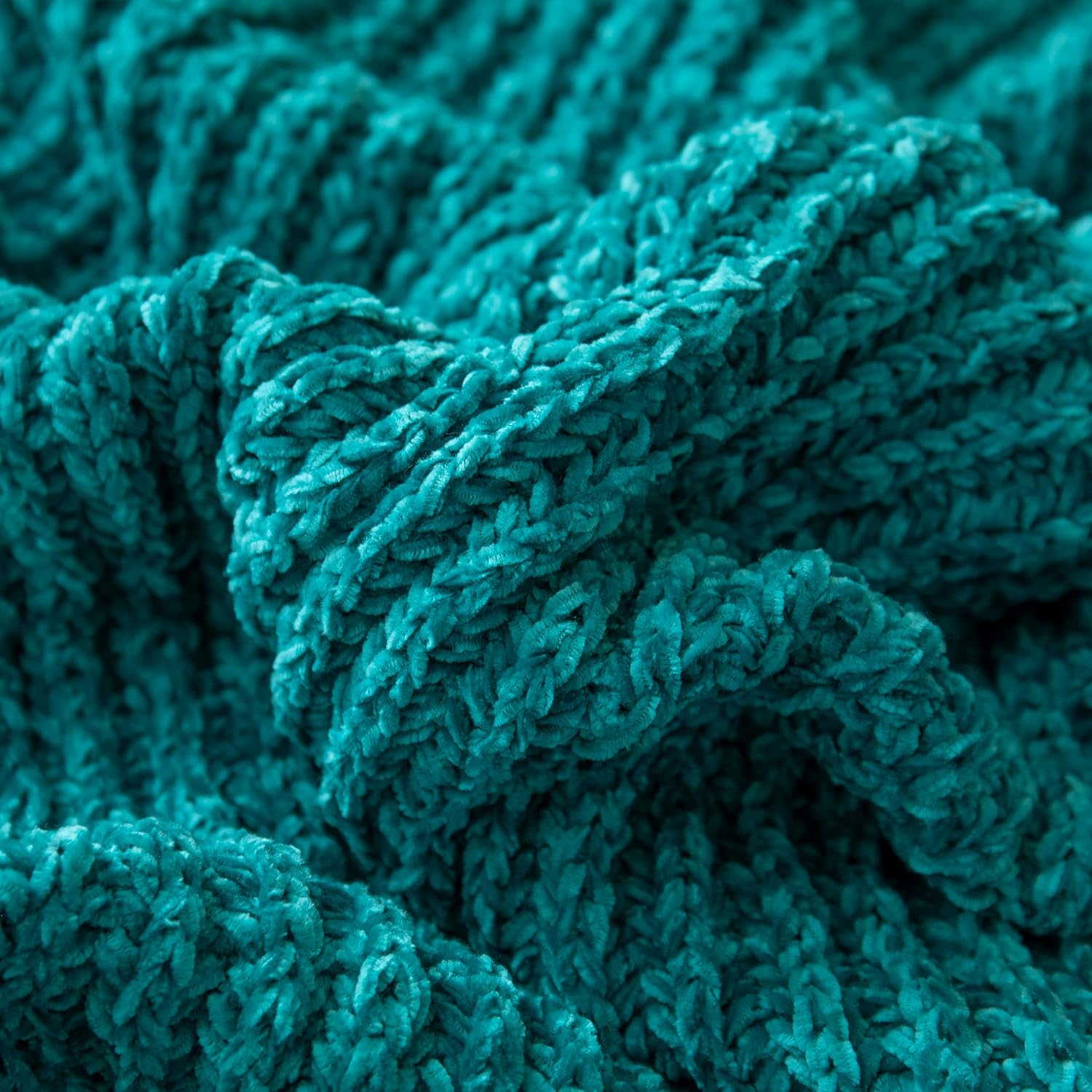 Aormenzy Manta de felpilla verde azulado para sofá, manta de punto azul turquesa, suave y acogedora manta decorativa para sofá, cama y silla