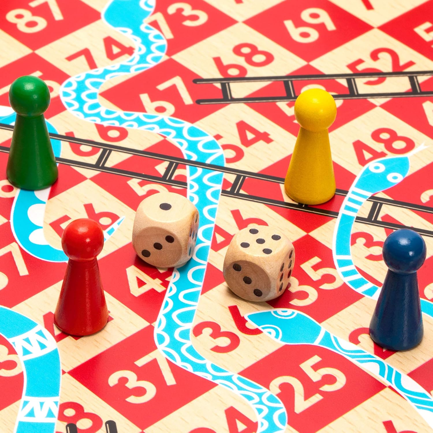 Yellow Mountain Imports Classic Games Bundle – Serpientes y escaleras de madera reversibles 2 en 1, juego de Ludo (11.3 pulgadas) y Ludo reversible