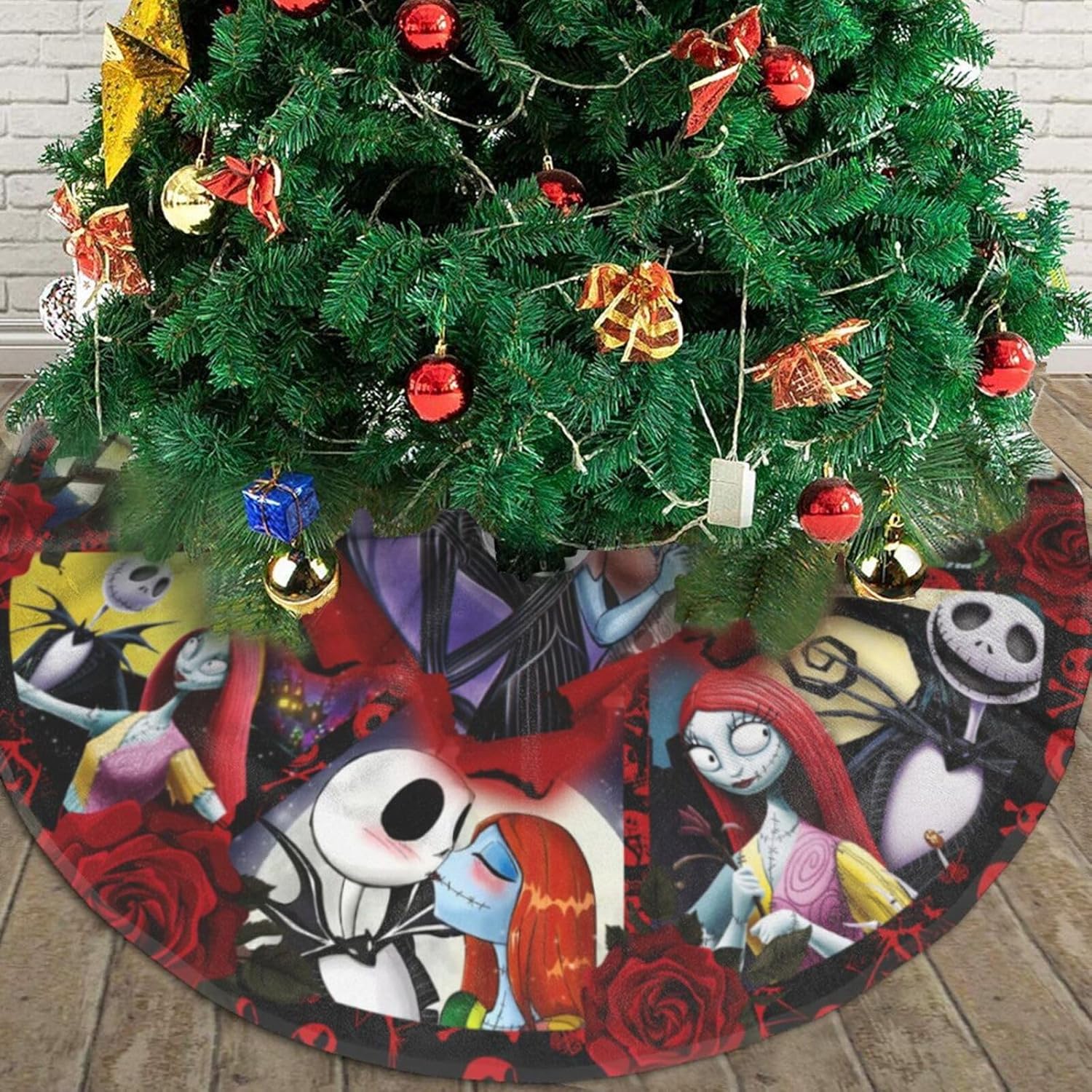 Falda de árbol de Navidad, tapete redondo para puerta de piso, almohadilla redonda para decoración de árbol de Navidad, interiores y exteriores, 36