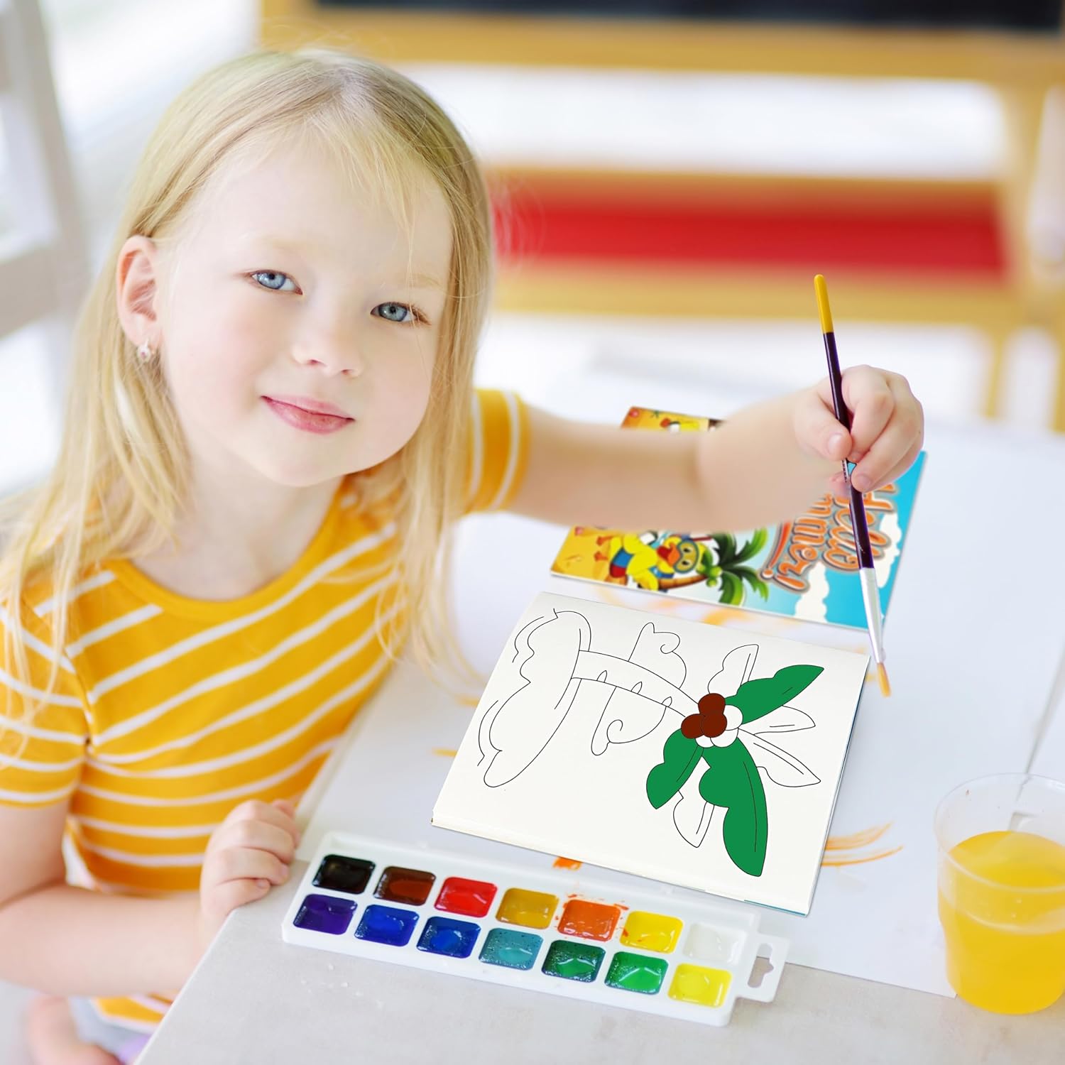 24 mini libros para colorear a granel para niños, regalos de fiesta en la playa de verano, pequeño libro de dibujo artístico que incluye flamencos,