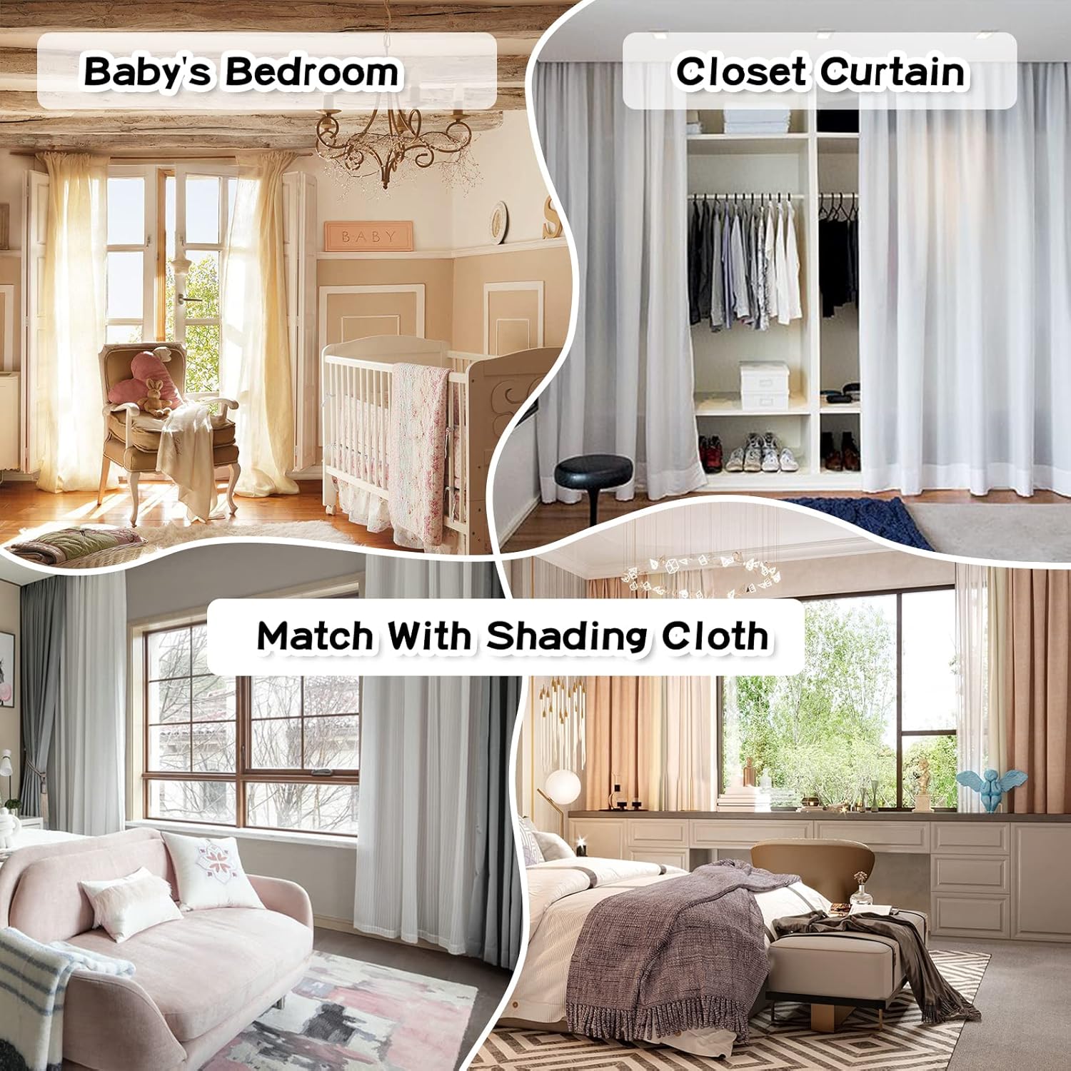 MYSKY HOME Cortinas largas para sala de estar, 95 pulgadas de largo, para dormitorio, cortinas bohemias con pompones y bolsillo para barra, 2