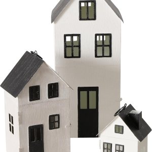 Main Street Town House – Juego de 3 faroles para velas, estilo vintage, techos negros rústicos, paredes blancas, metal, 13.75, 8.25 y 5 pulgadas de Main Street Town House – Juego de 3 faroles para velas, estilo vintage, techos negros rústicos, paredes blancas, metal, 13.75, 8.25 y 5 pulgadas de