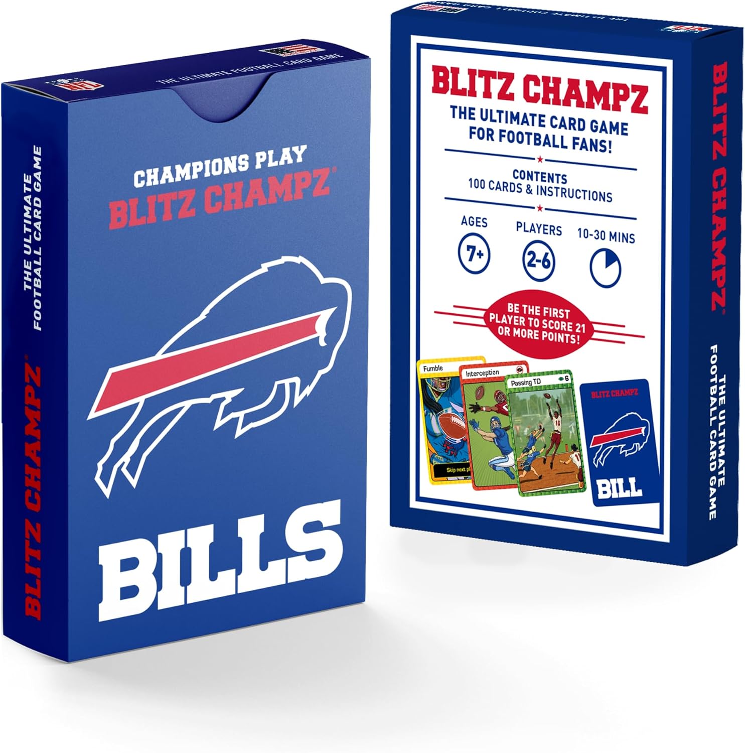 Buffalo Bills – Juego de cartas de fútbol (mayores de 7 años), divertido juego familiar, juego de fiesta, regalos para fanáticos del fútbol, juego