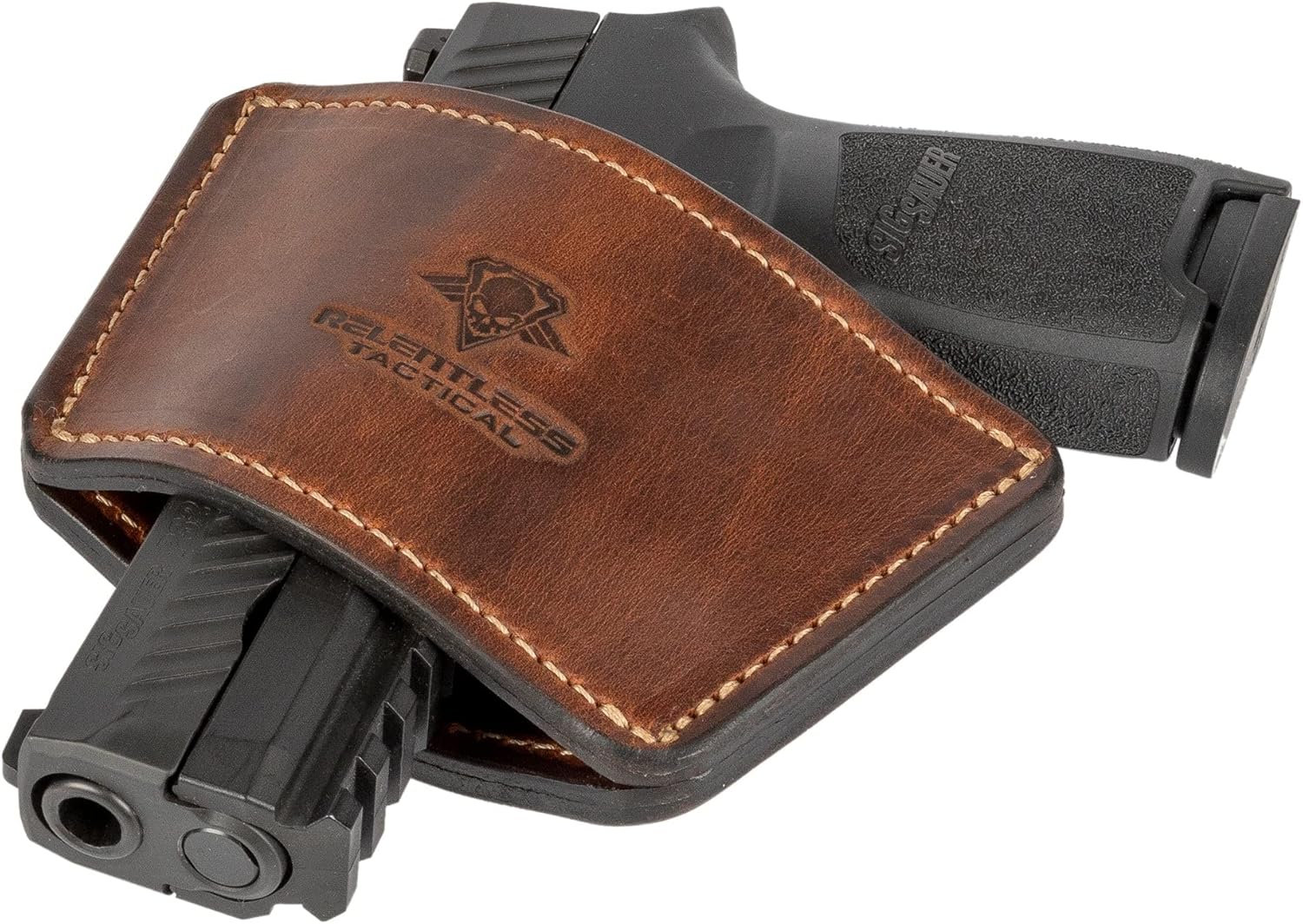 Funda universal Dual Threat IWBOWB para cinturón, fabricada en Estados Unidos, funda ambidiestra de cuero de grano completo, transporte abierto y