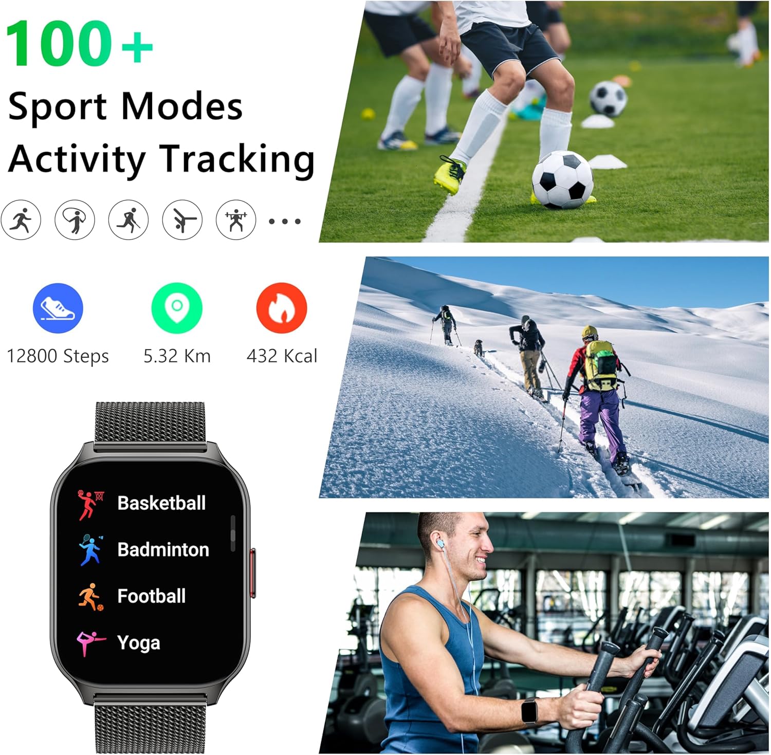 ZOSKVEE Reloj inteligente para mujeres y hombres (marcadorespuesta de llamadas), reloj de seguimiento de fitness de 2.0 pulgadas con monitor de