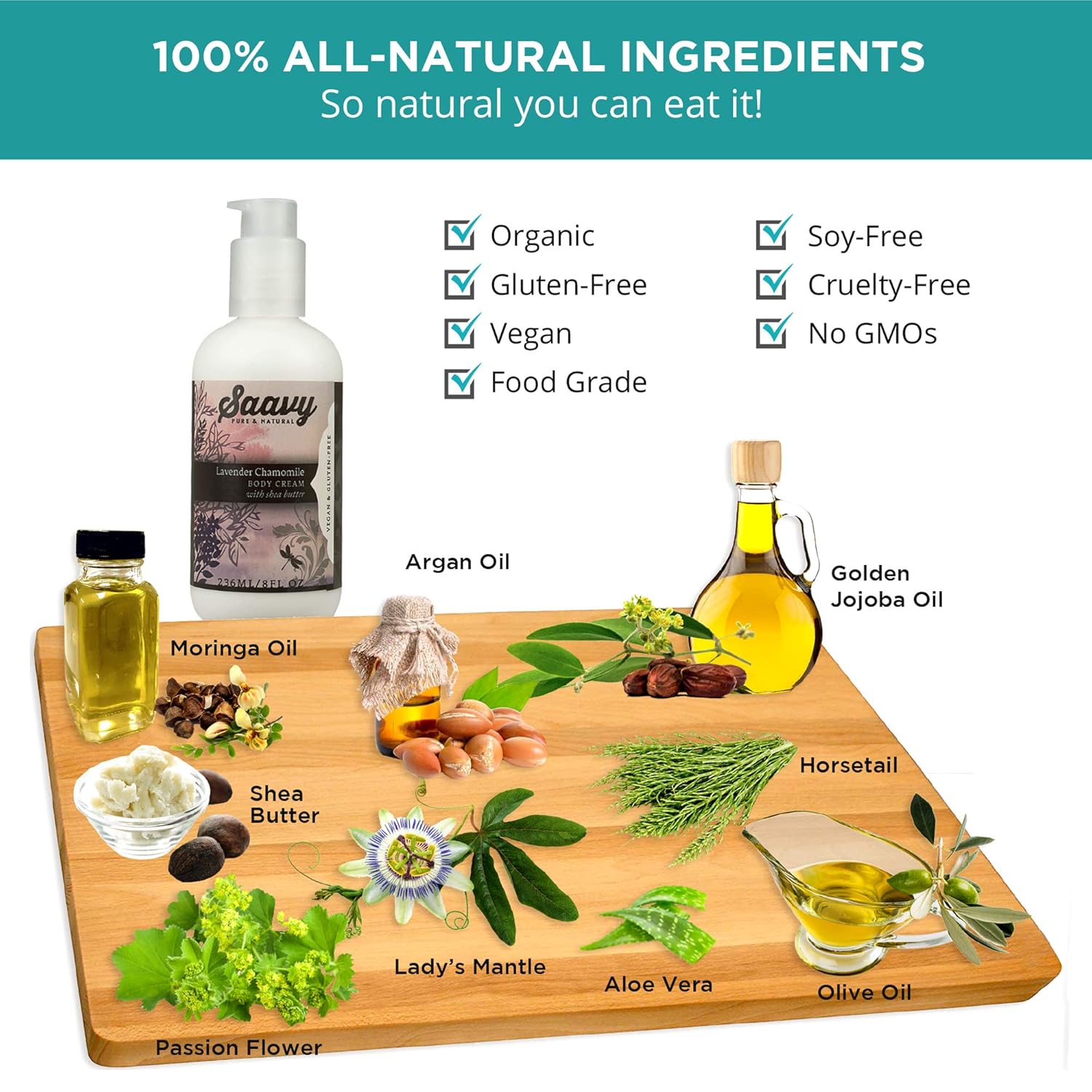 Crema corporal de vainilla tahitiana y kukui  Hidratante totalmente natural  Cuidado de la piel vegano y sin gluten  8 onzas
