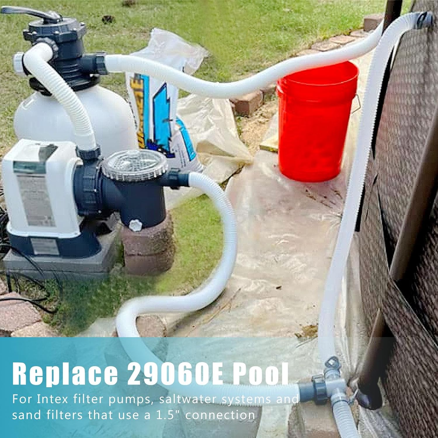 Manguera de bomba de piscina de 1.5 pulgadas para bomba de filtro Intex, manguera de piscina sobre el suelo de 1.5 pulgadas para bomba de filtro de