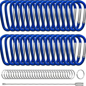 30 clips de mosquetón de aluminio, 2 pulgadas en forma de D, mosquetón con 30 ganchos para llavero 30 clips de mosquetón de aluminio, 2 pulgadas en forma de D, mosquetón con 30 ganchos para llavero
