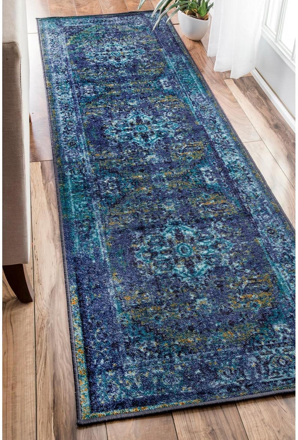 nuLOOM Reiko – Alfombra persa de estilo clásico, Tela, Azul