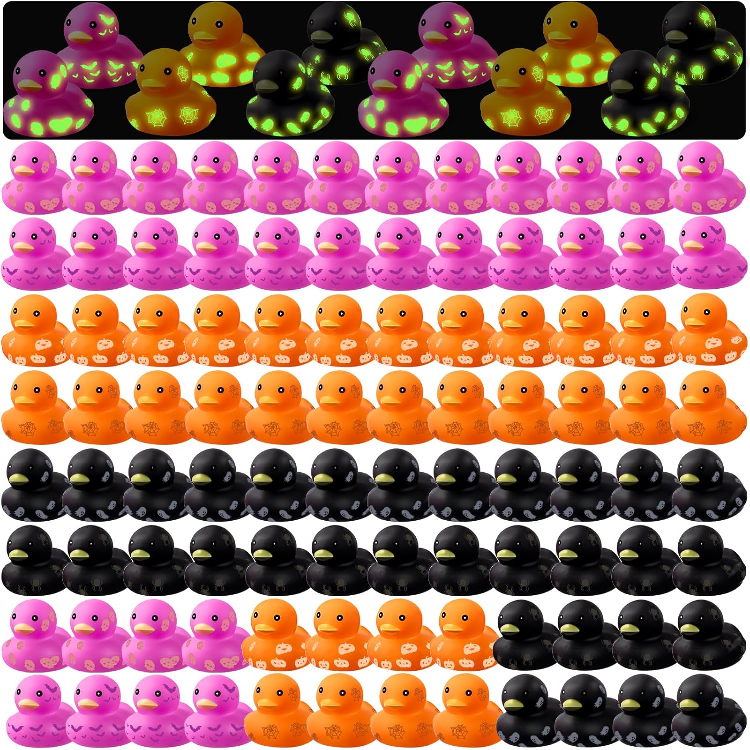 Patos de Halloween de 2.2 pulgadas, patos de goma que brillan en la oscuridad, regalos de fiesta de Halloween, 6 estilos, patos, esqueletos,