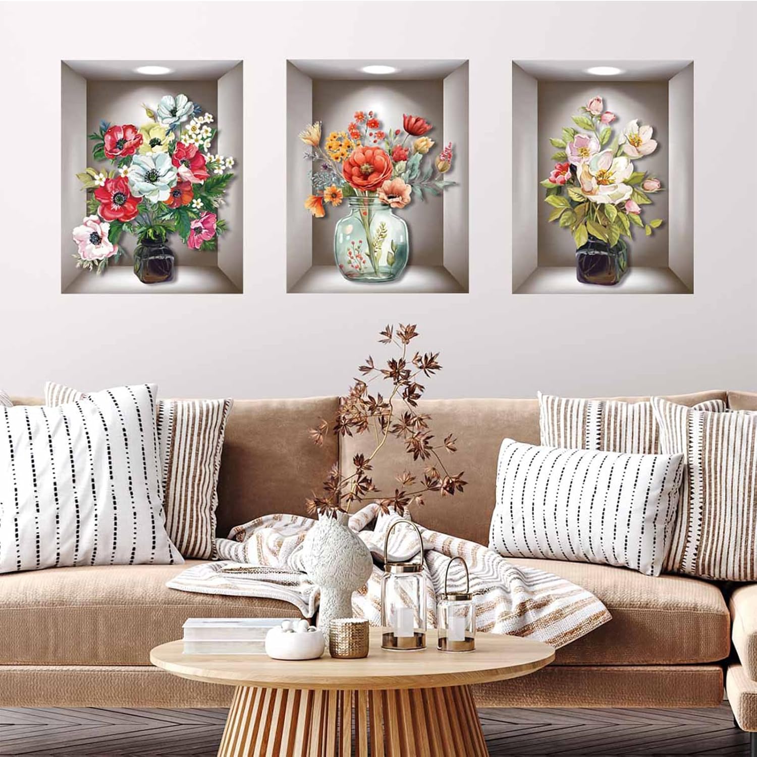 Pegatinas de pared para jarrón de simulación, para ventana, despegar y pegar, vinilo 3D, calcomanías de pared extraíbles para bricolaje con fondo