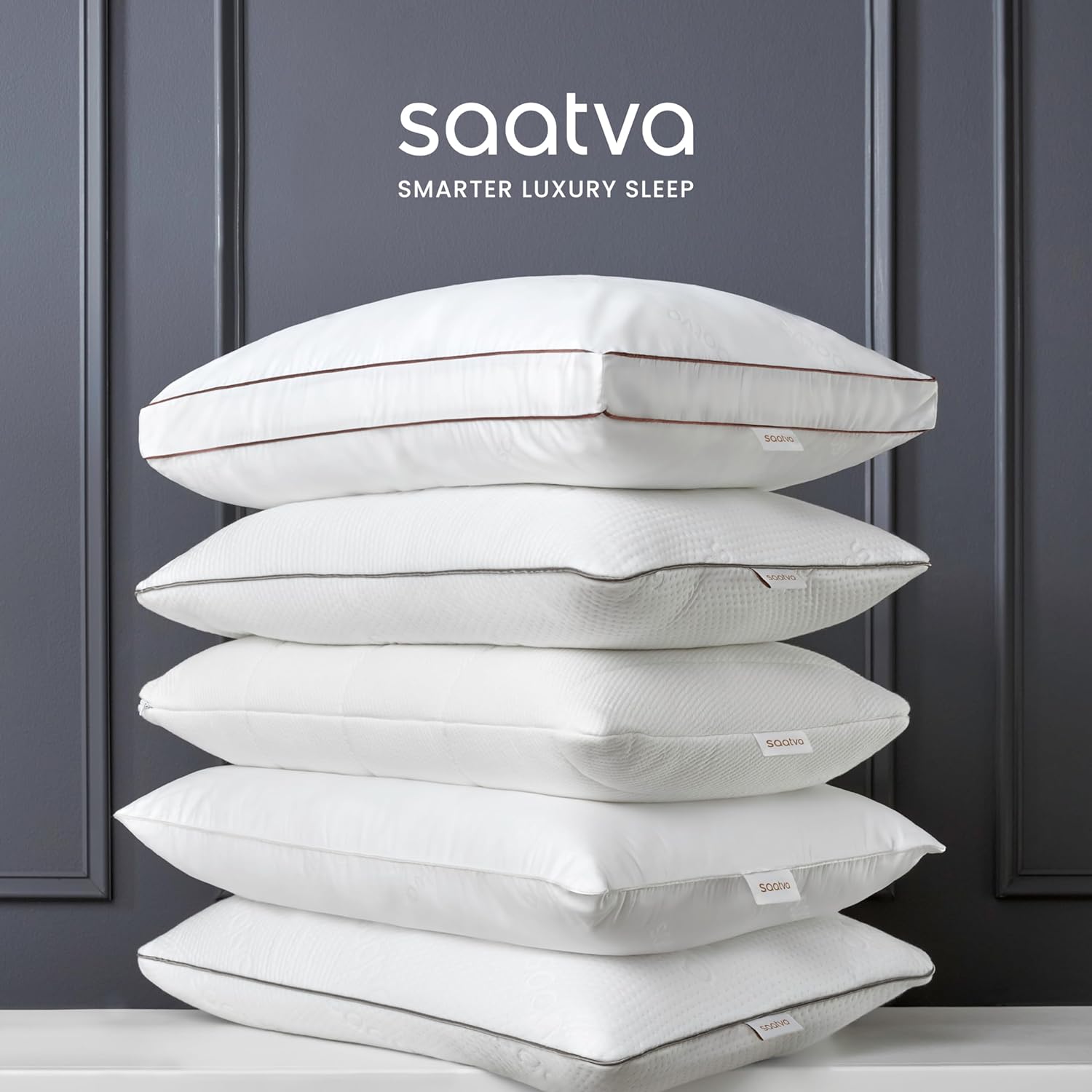 Saatva Almohada de látex, alta (6 a 7 pulgadas), almohada hipoalergénica con núcleo de látex triturado, transpirable, lavable a máquina, funda de