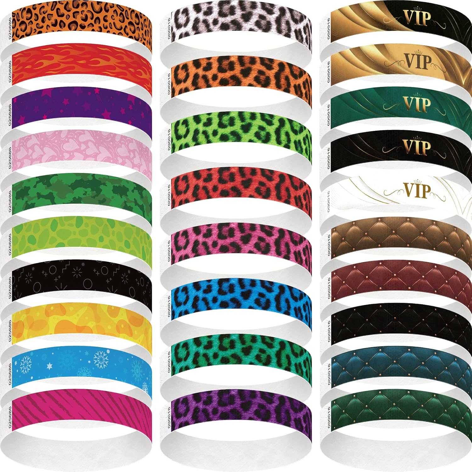 Tyvek – Pulseras para eventos, diseño creativo clásico colorido de 34 pulgadas, paquete de 250 pulseras para fiestas, grupos, formación de equipos e
