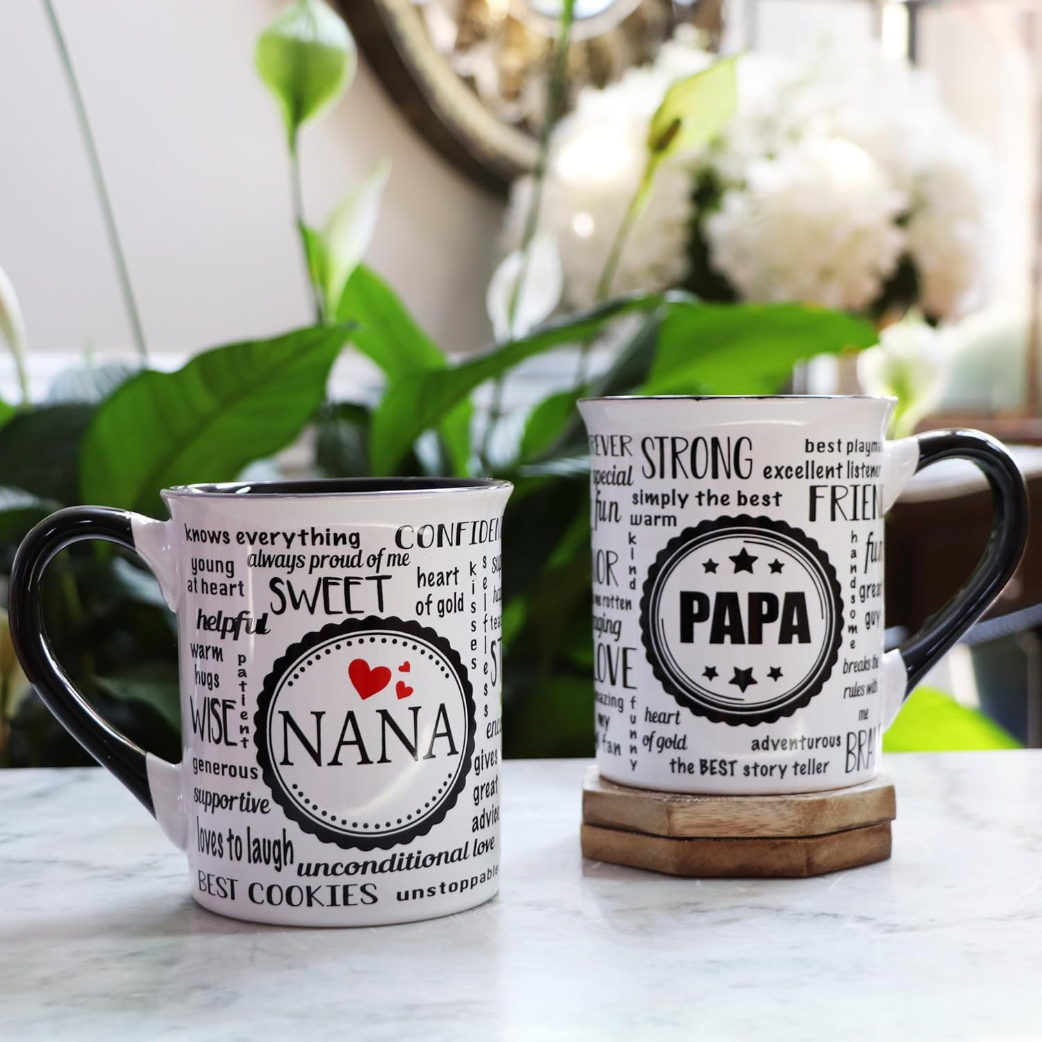 Cottage Creek Tazas de Nana Papa, regalos de Nana Papa, juego de tazas de 2 piezas para abuela y papá, anuncio de embarazo para abuelos, tazas de
