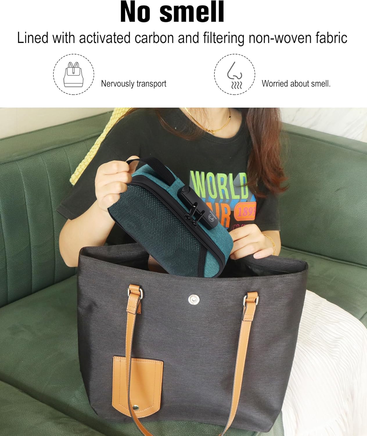 FIREDOG Bolsa a prueba de olores con cerradura, contenedores forrados de carbono a prueba de olores para almacenamiento de viajes (azul, 8 x 4 x