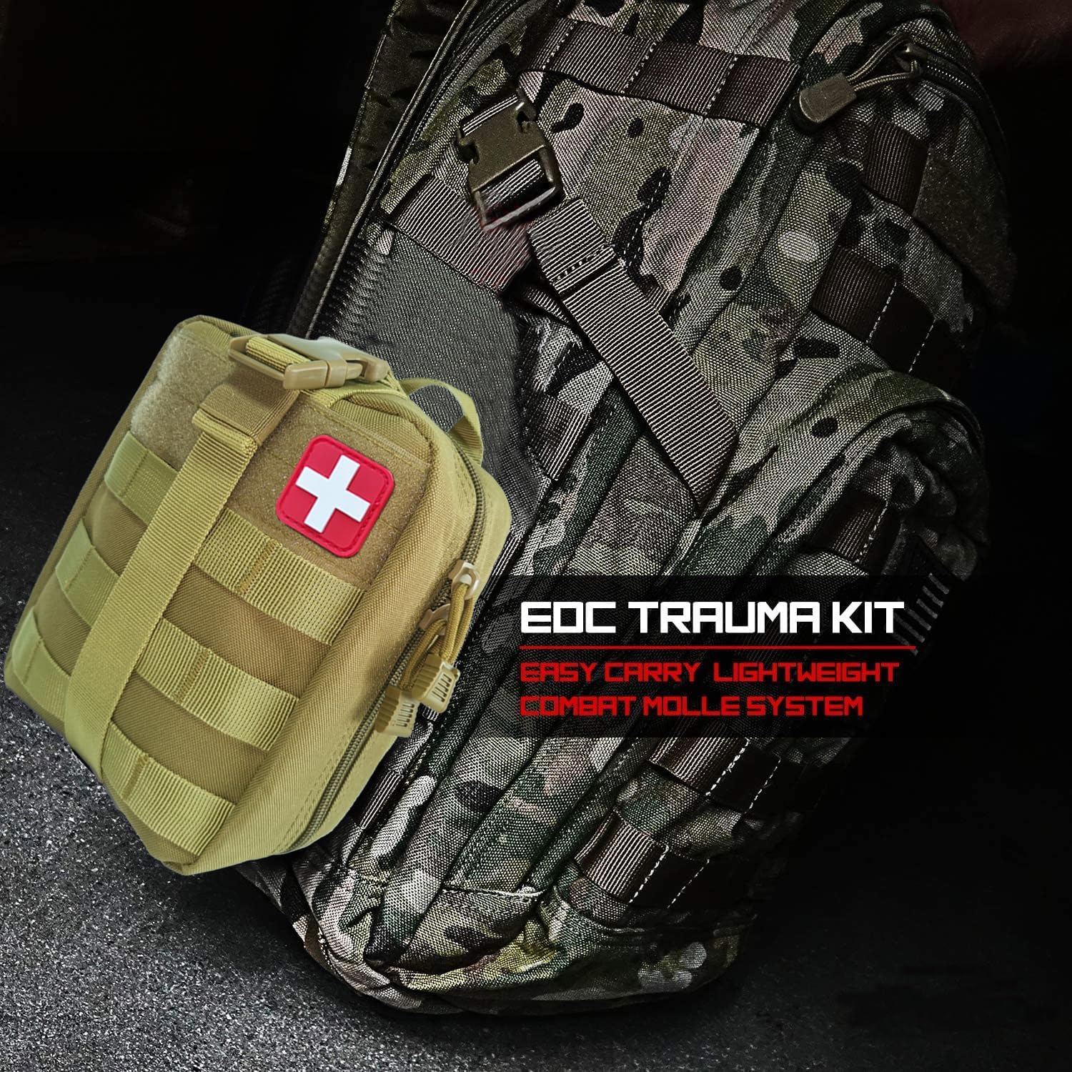IFAK – Kit de traumatismos médicos militares con torniquete, bolsa de supervivencia de emergencia para suministros de equipo de campamento,