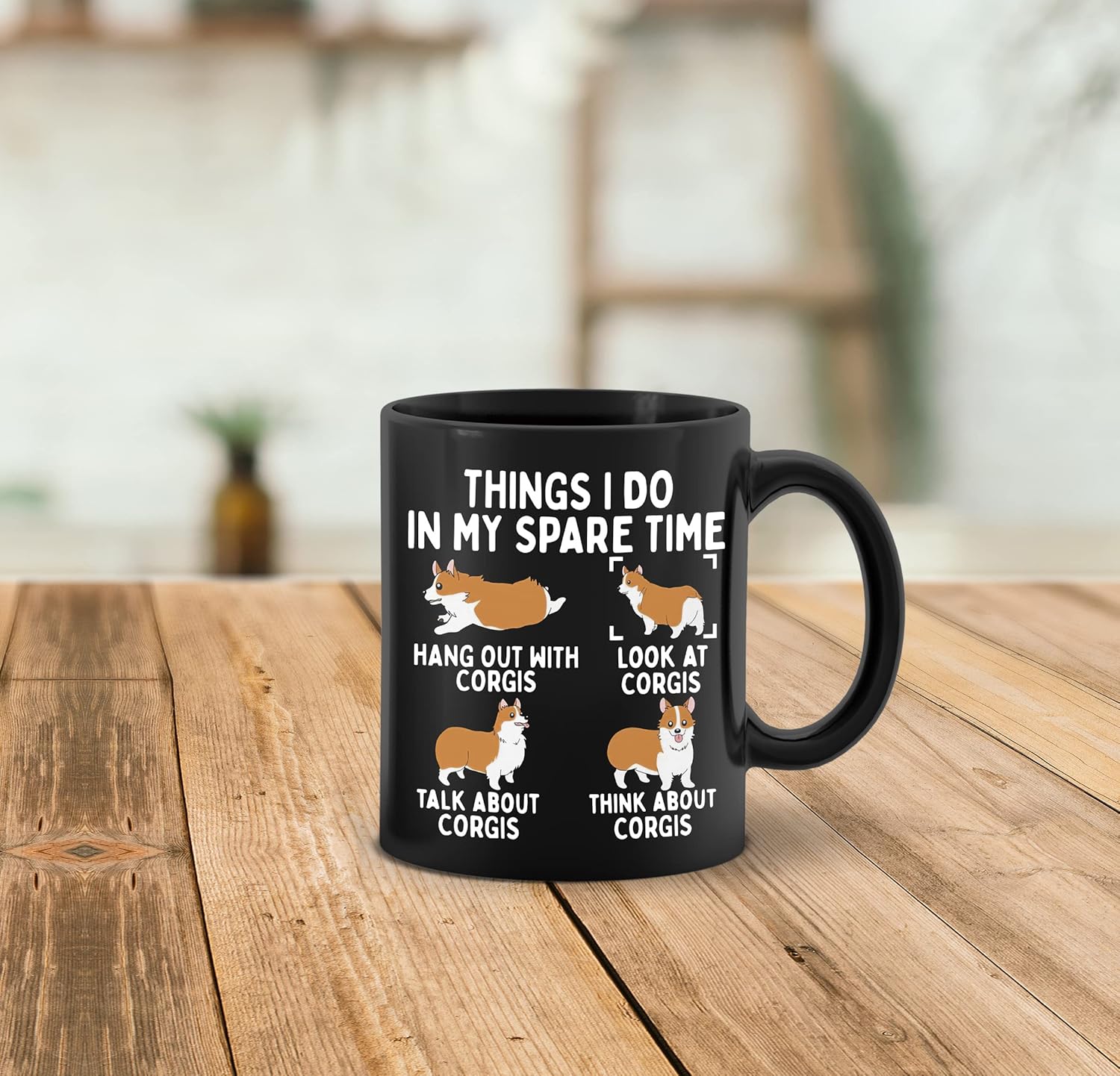 PUHEI Things I Do In My Spare Time – Taza de cerámica divertida de Corgi de 11 onzas, bonita taza de té de café con perro Corgi, decoración de