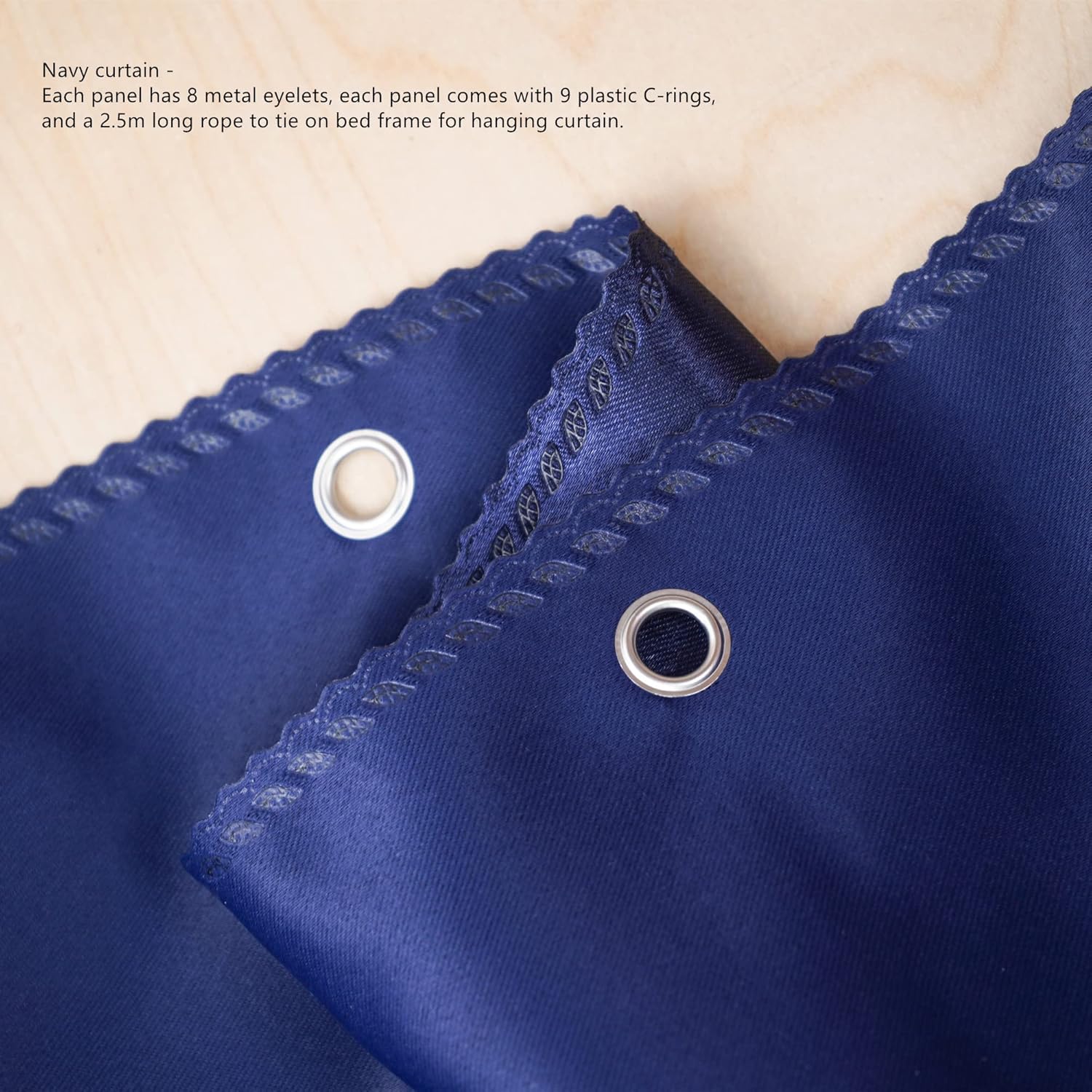 Teanea Cortinas opacas para litera inferior, tamaño individual, 1 panel, azul marino