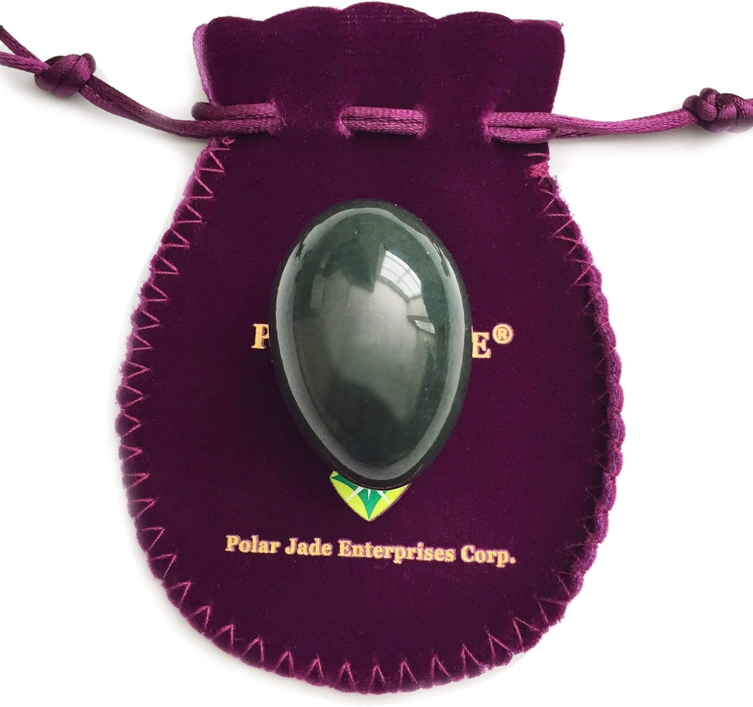 Huevo auténtico de jade nefrita, huevo Yoni sin perforar de Polar Jade (mediano 1.693 x 1.181 in)
