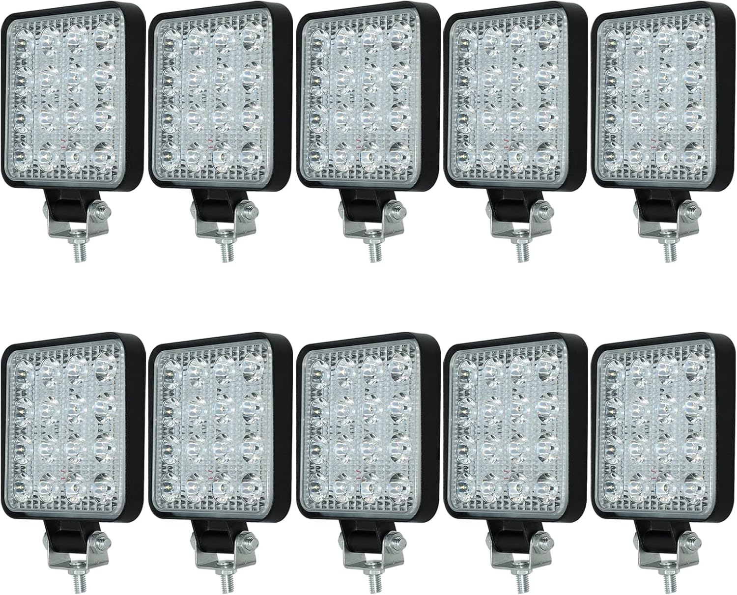 AnTom LED Truck Work Lights,10Pcs 48W High Brightness LED Flood Light Bar,4×4 inch Off-Road Vehicle Lights, DC12V LED Miniature Lights, 4800lm for
