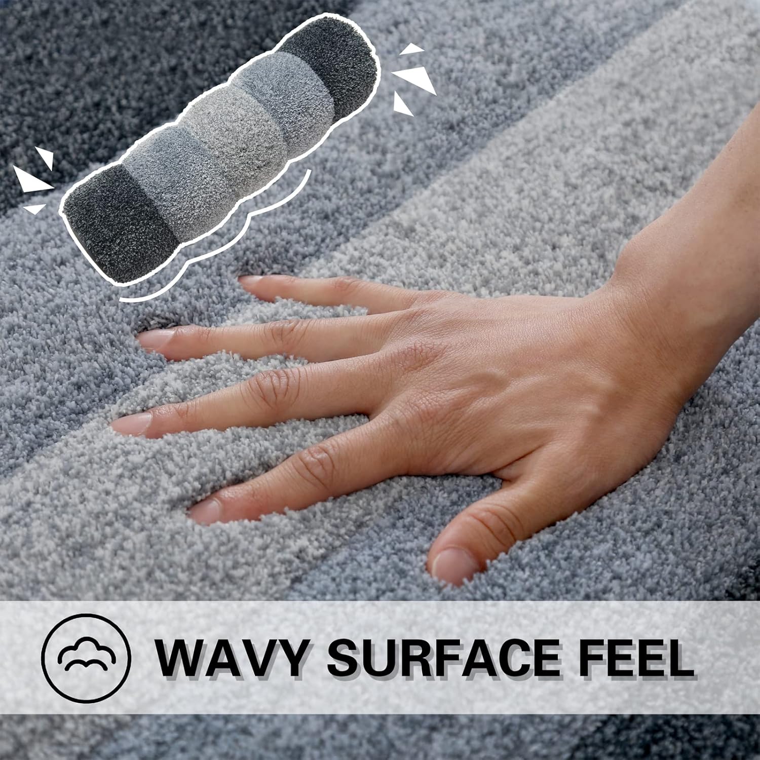 WAMRLY – Alfombras de baño de poliéster extrasuave, absorbentes de agua, alfombras peludas de felpa antideslizantes, lavables a máquina, para baño