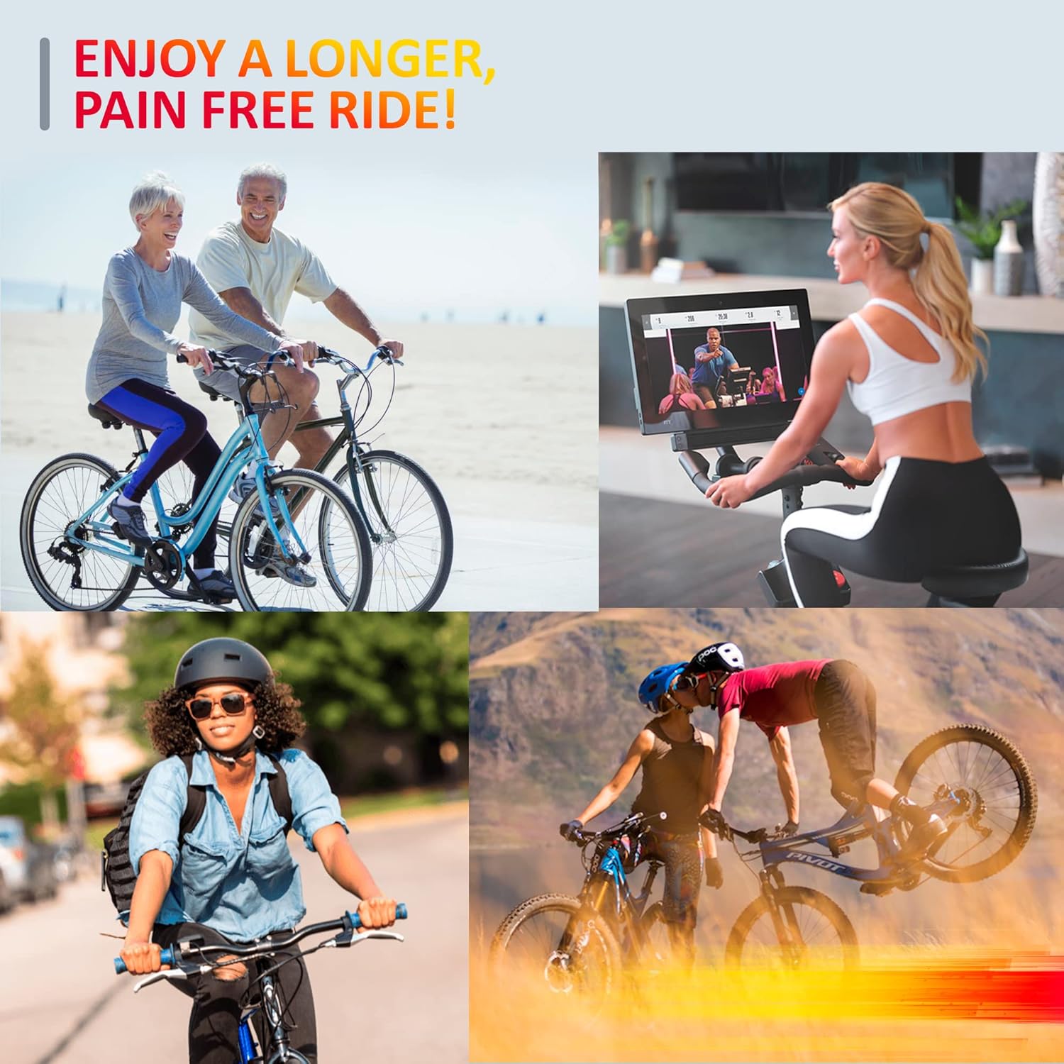 Giddy Up! Asiento de bicicleta – Cómodo sillín de bicicleta premium para ejercicio y bicicleta de carretera con LED – Sillín de bicicleta acolchado