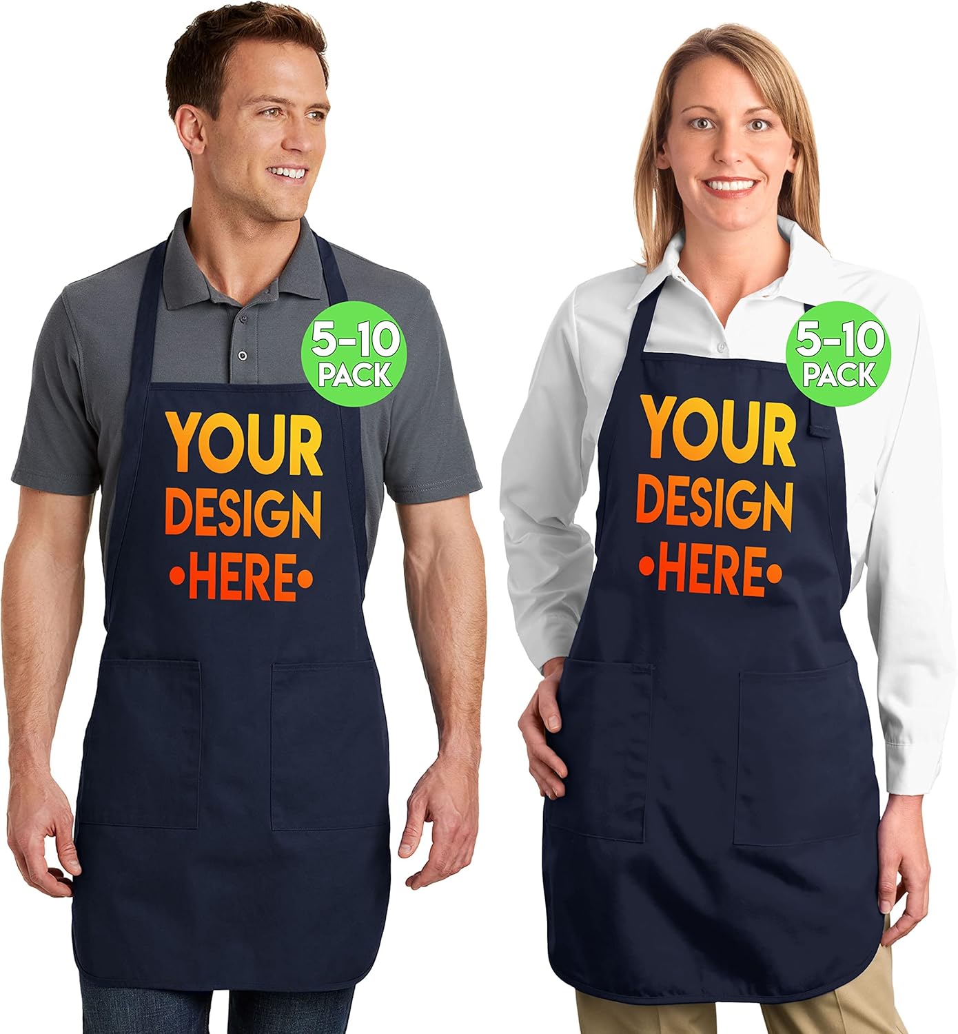 Delantales de logotipo personalizado para mujeres y hombres  Añade tu diseño bordado  Delantal personalizado de longitud completa con bolsillos (1