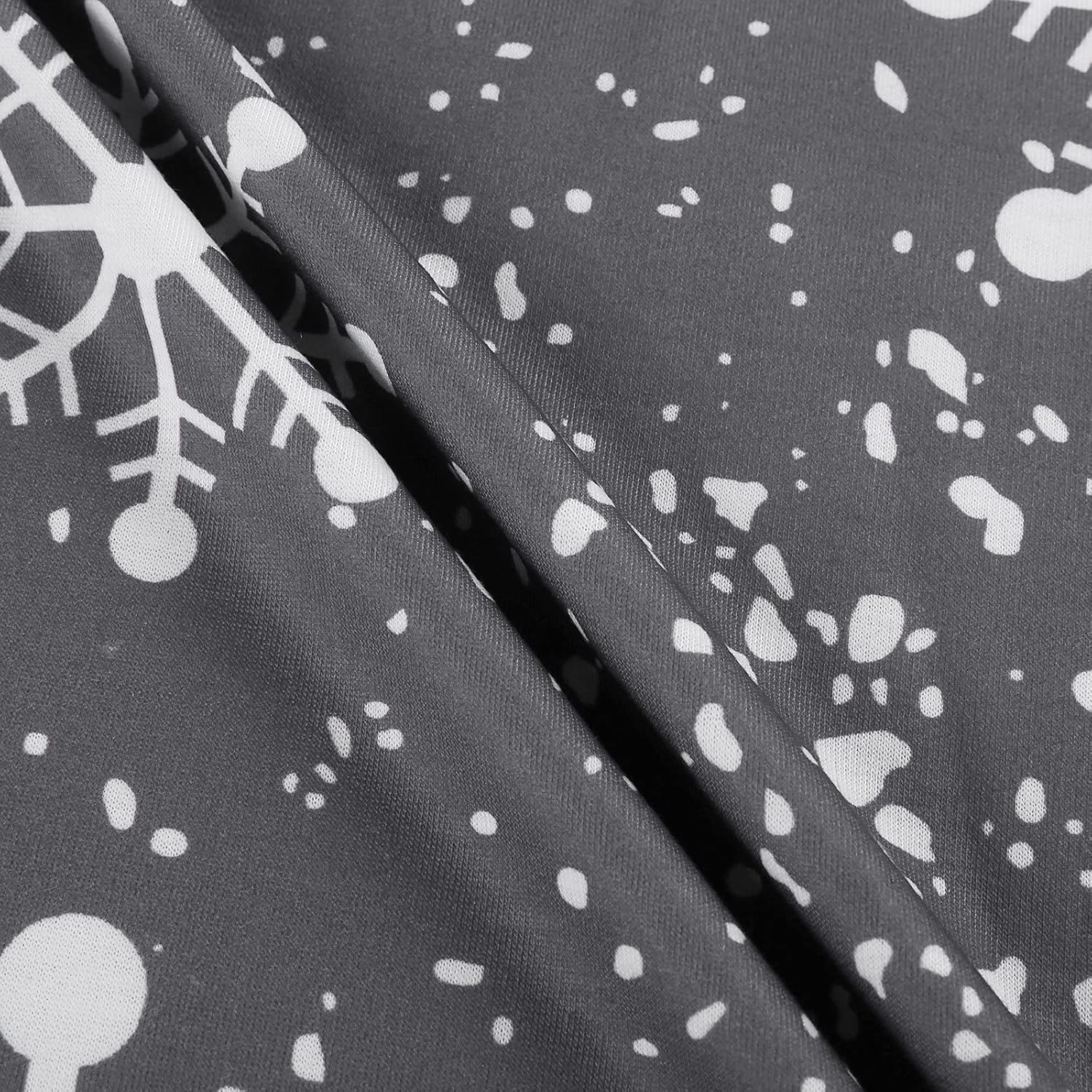 SNKSDGM Sudadera casual con cuello redondo para mujer, diseño de copos de nieve, con estampado de alce y copos de nieve, de manga larga, sin