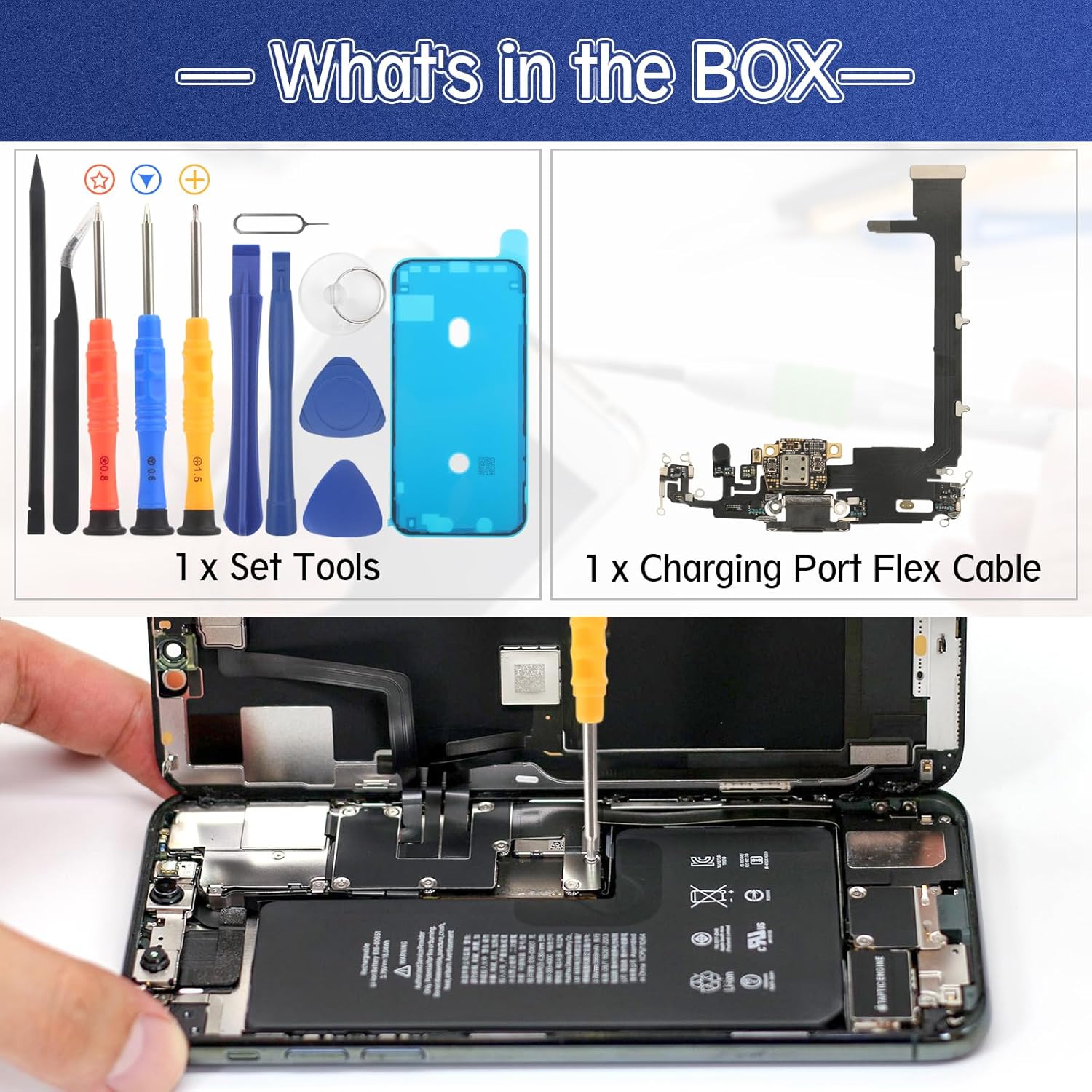 Reemplazo para iPhone 11 Pro Max Puerto de carga Dock Conector para iPhone 11 Pro Max Puerto de carga Reemplazo USB Cargador Junta Flex Cable