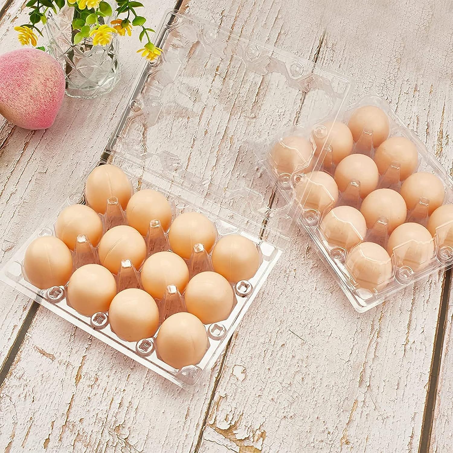 Paquete de 60 cartones de huevos de plástico a granel, 1 docena de cartones de huevos vacíos transparentes para huevos de gallina, cartón de huevos