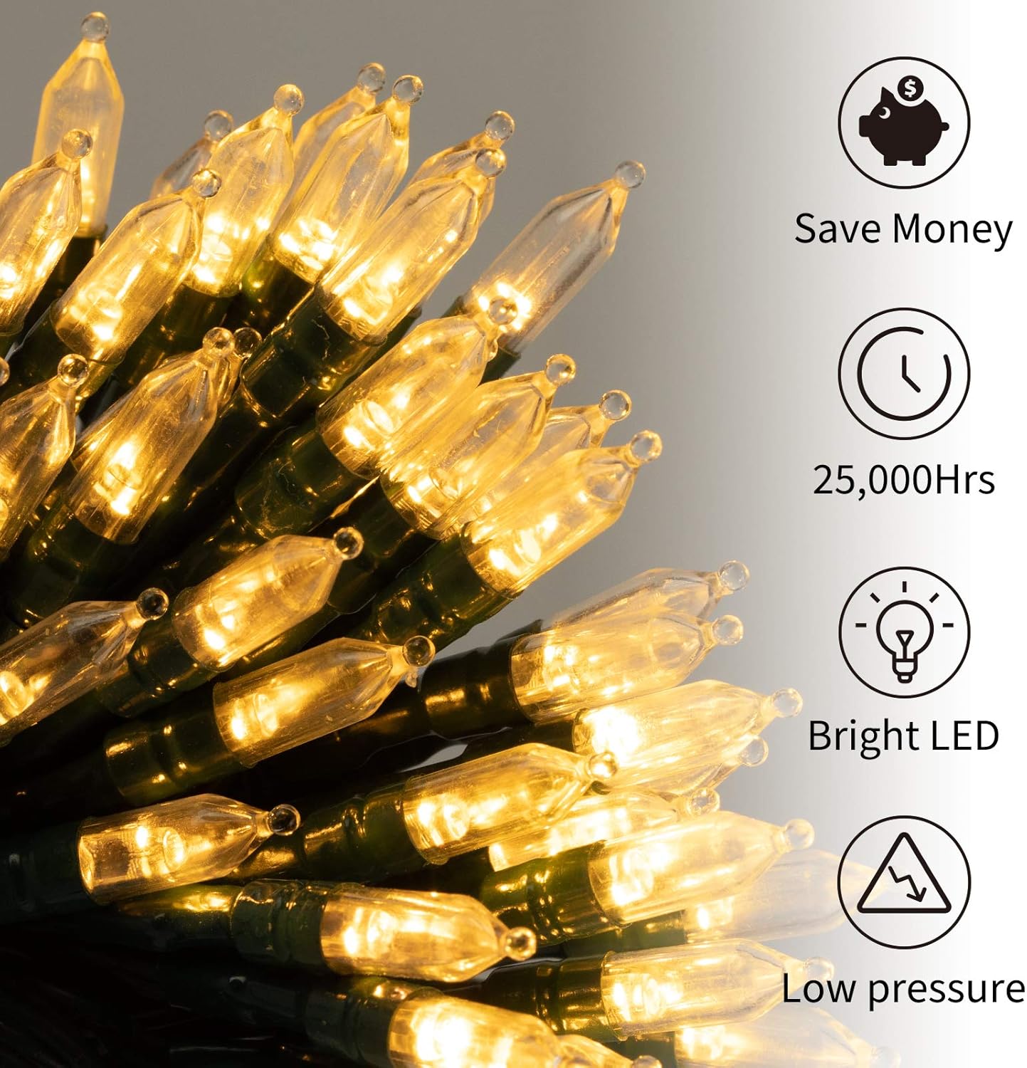 Brightown – Serie de miniluces de Navidad Luces LED impermeables de pilas, para árbol de Navidad, decoración de fiesta para interiores y exteriores