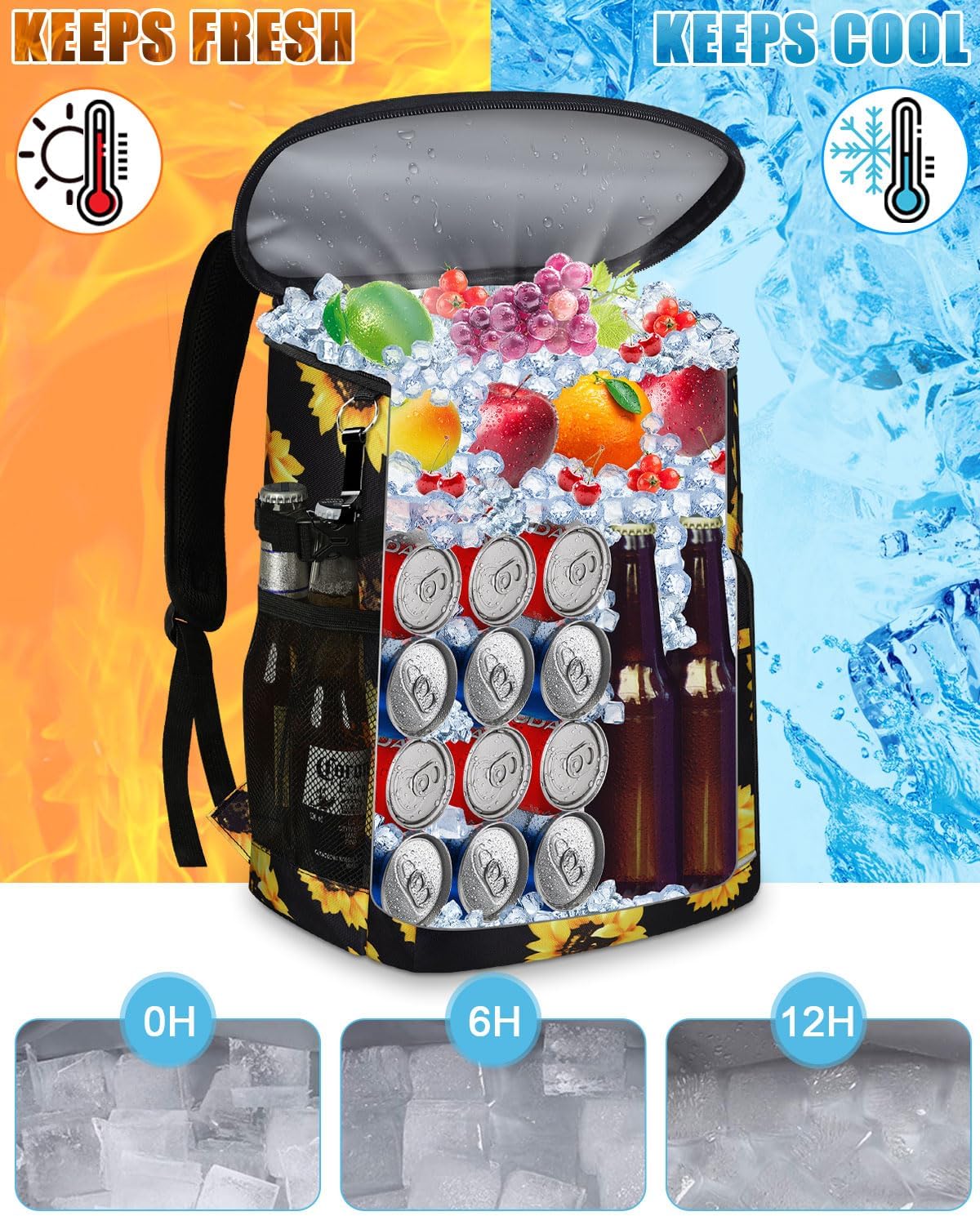 Mochila térmica aislada a prueba de fugas, impermeable, bolsa enfriadora de 30 latas, gran capacidad, ligera, para viajes, camping, playa, hielera