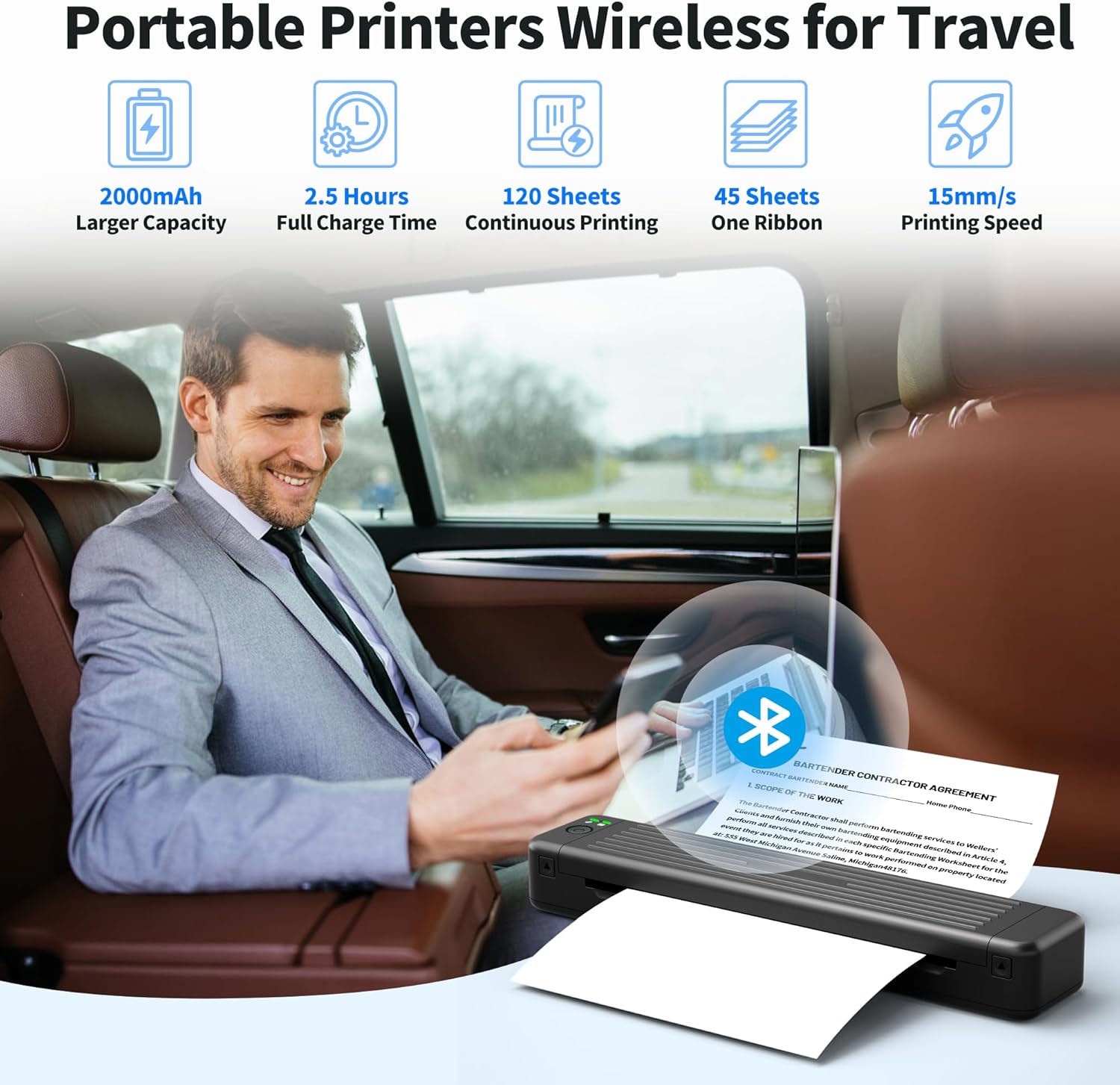 Itari Impresoras portátiles inalámbricas para viajes, M08F Bluetooth impresora térmica A4, 300DPI P831 impresora de transferencia térmica sin tinta