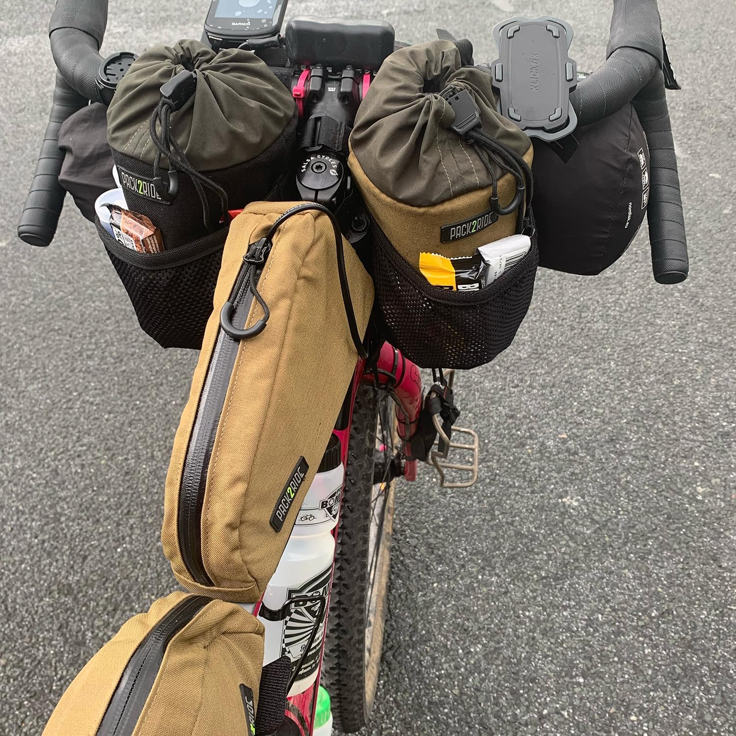 Onedrop Bolsa para cuadro de bicicleta, resistente al agua, bolsa de bicicleta con tela Cordura duradera, almacenamiento frontal de bicicletas y