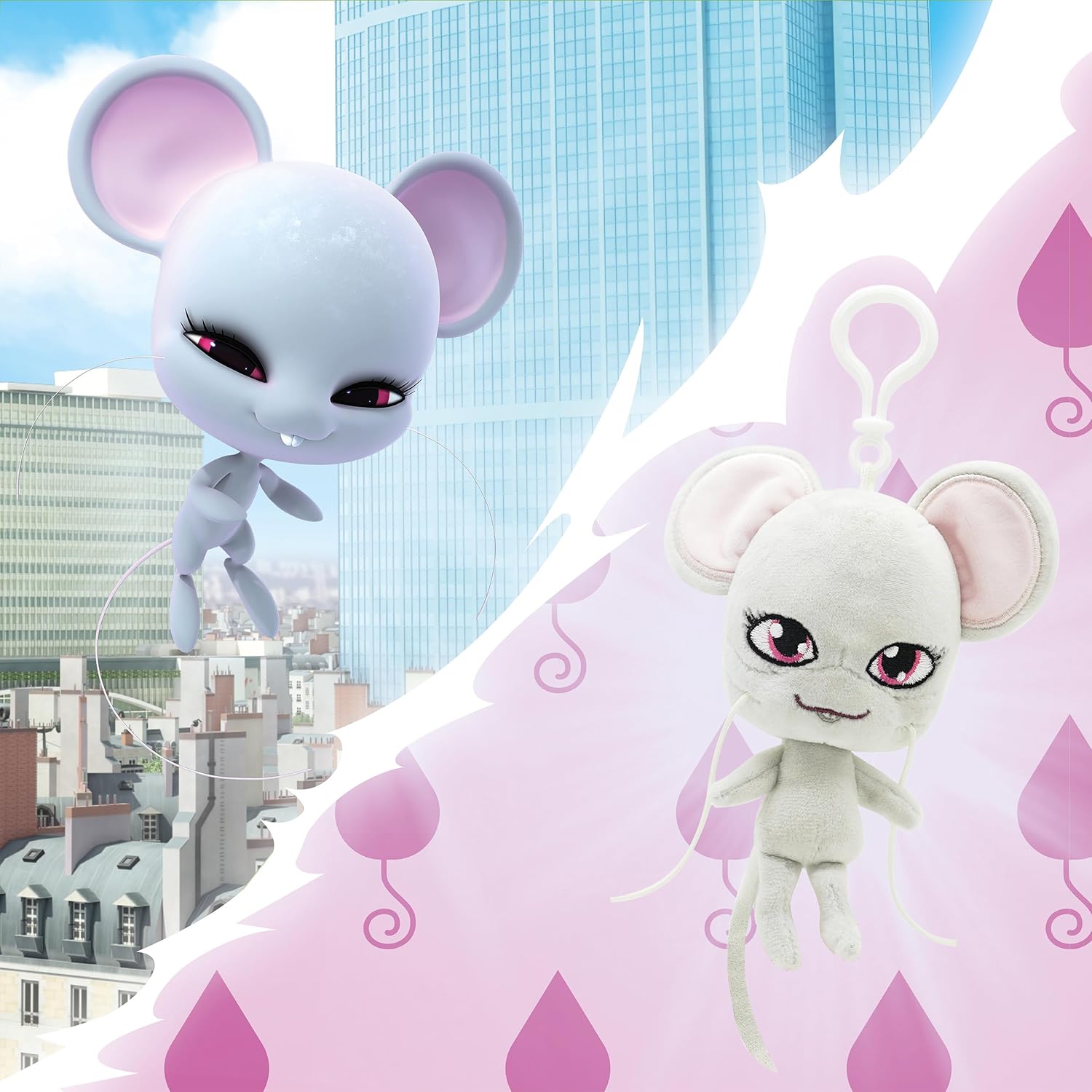 Miraculous Ladybug – Kwami Lifesize Mullo, juguete de peluche de ratón de 5 pulgadas con clip para niños, juguete de peluche coleccionable súper