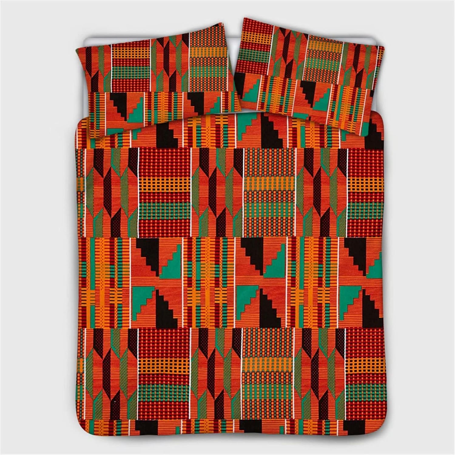 SEANATIVE African Kente – Juego de funda de edredón vintage de microfibra ultra suave, estilo étnico, 3 piezas, para todas las estaciones, tamaño