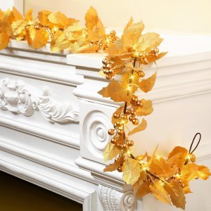 Syhood Guirnalda de bayas de Navidad de 6 pies, guirnalda de hojas de acebo iluminada para interiores, guirnalda artificial de otoño, decoración de Syhood Guirnalda de bayas de Navidad de 6 pies, guirnalda de hojas de acebo iluminada para interiores, guirnalda artificial de otoño, decoración de