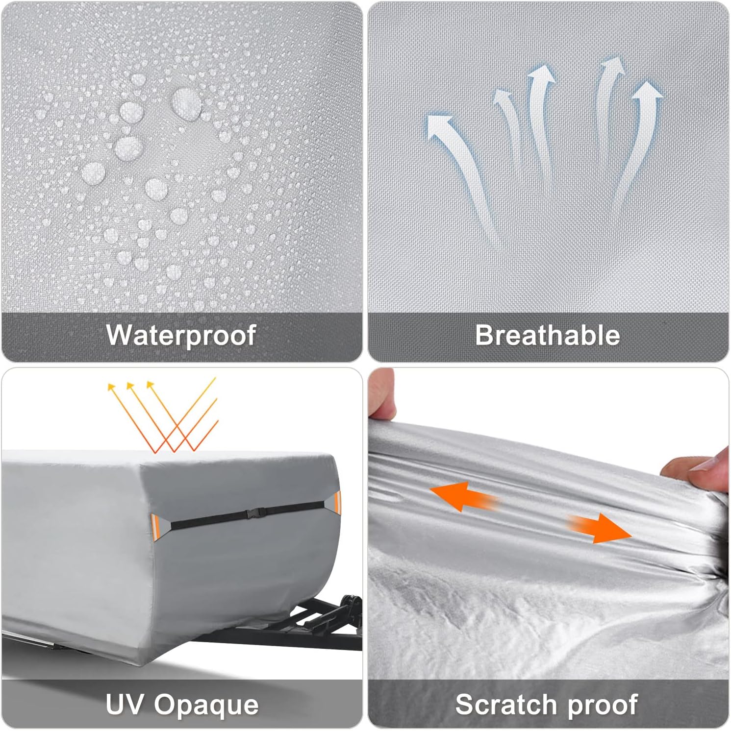 Funda plegable plegable para caravana de 8 a 10 pies, protección mejorada de alta resistencia, impermeable, con 3 correas inferiores, protección
