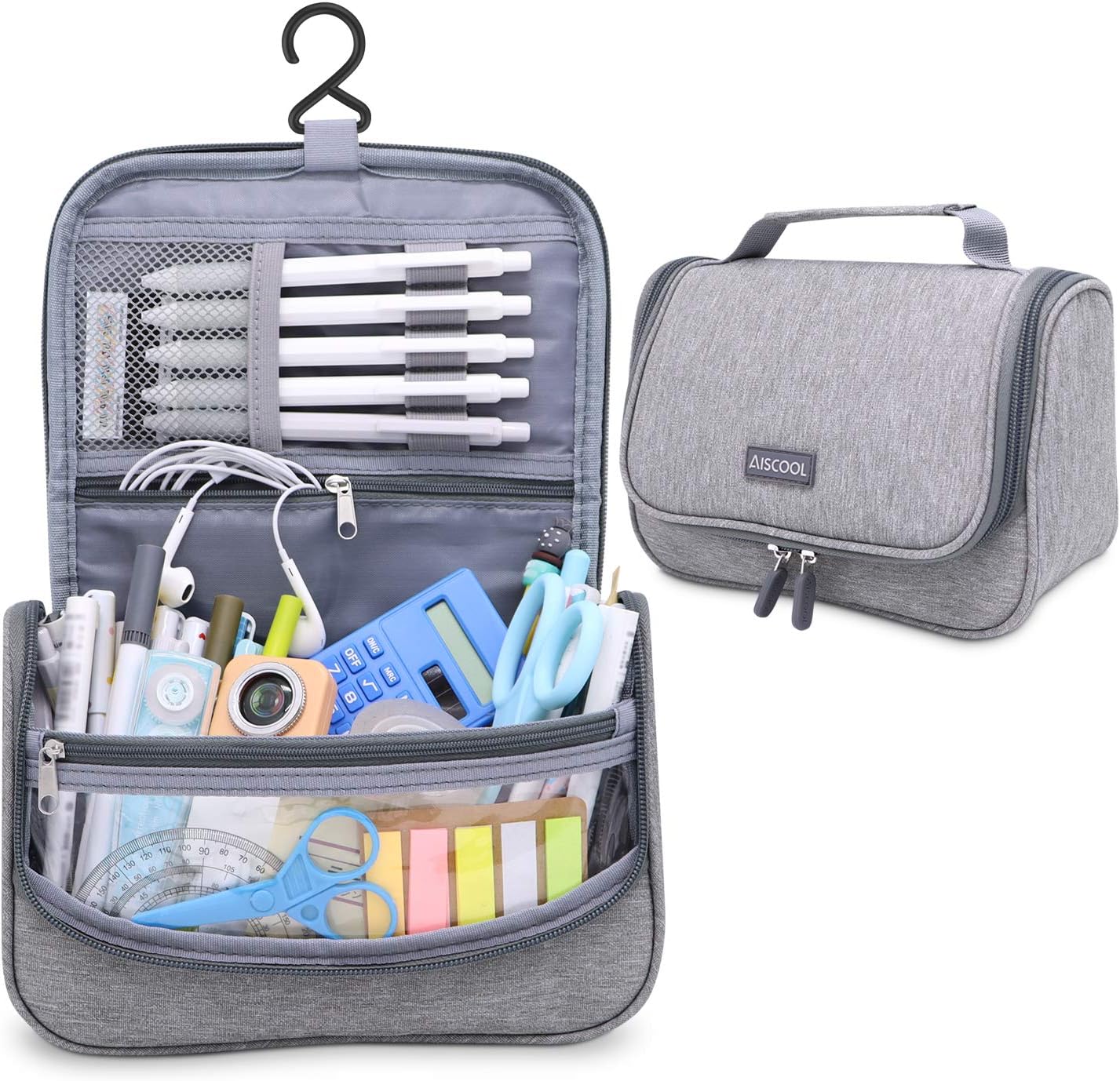 AISCOOL Estuche para lápices de gran capacidad, bolsa organizadora de bolígrafos, caja de papelería, tela Oxford, separación en seco y húmedo, bolsa